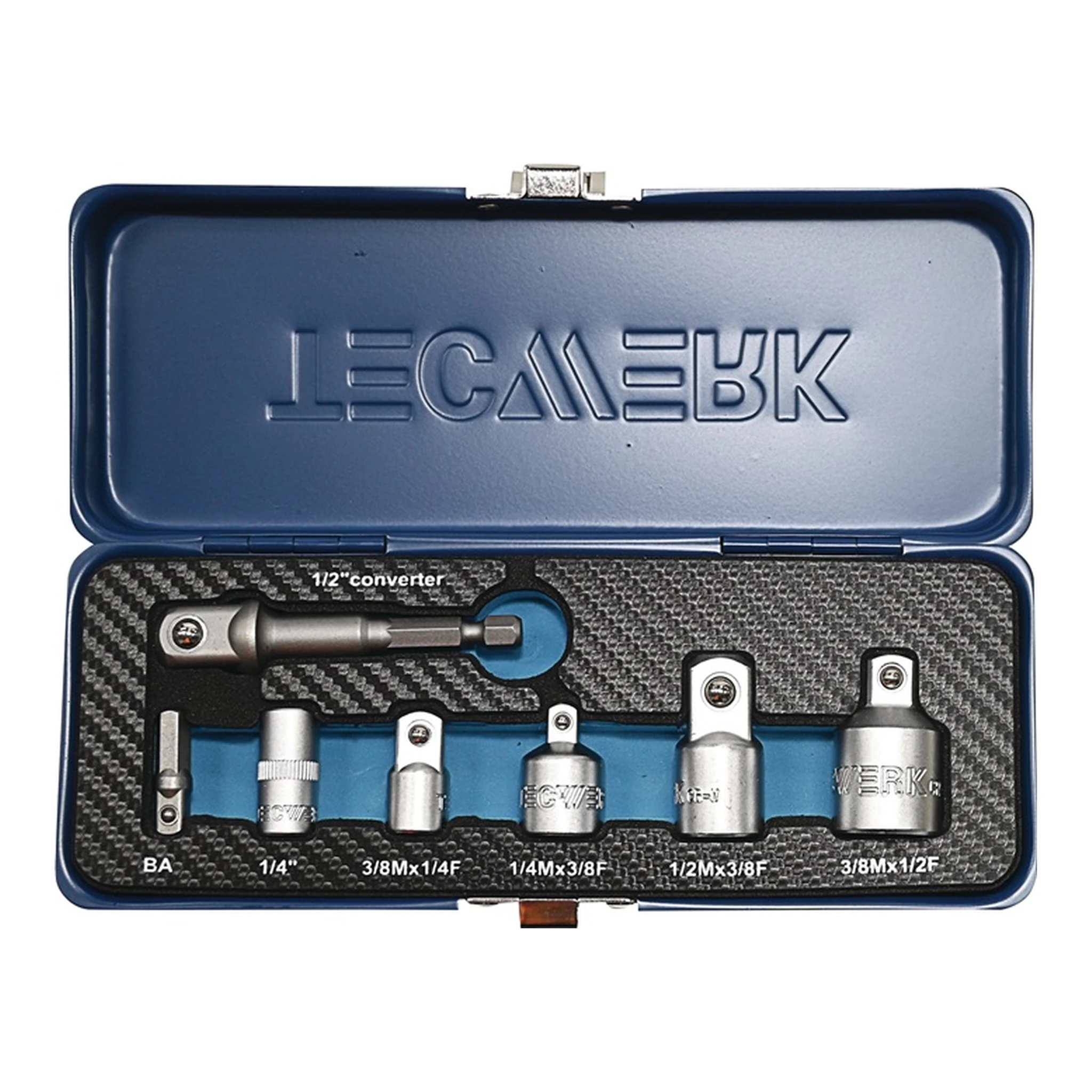 TECWERK | Adapter-Satz | 7-teilig 1/4 - 1/2 ″ inkl. Maschinenadapter
