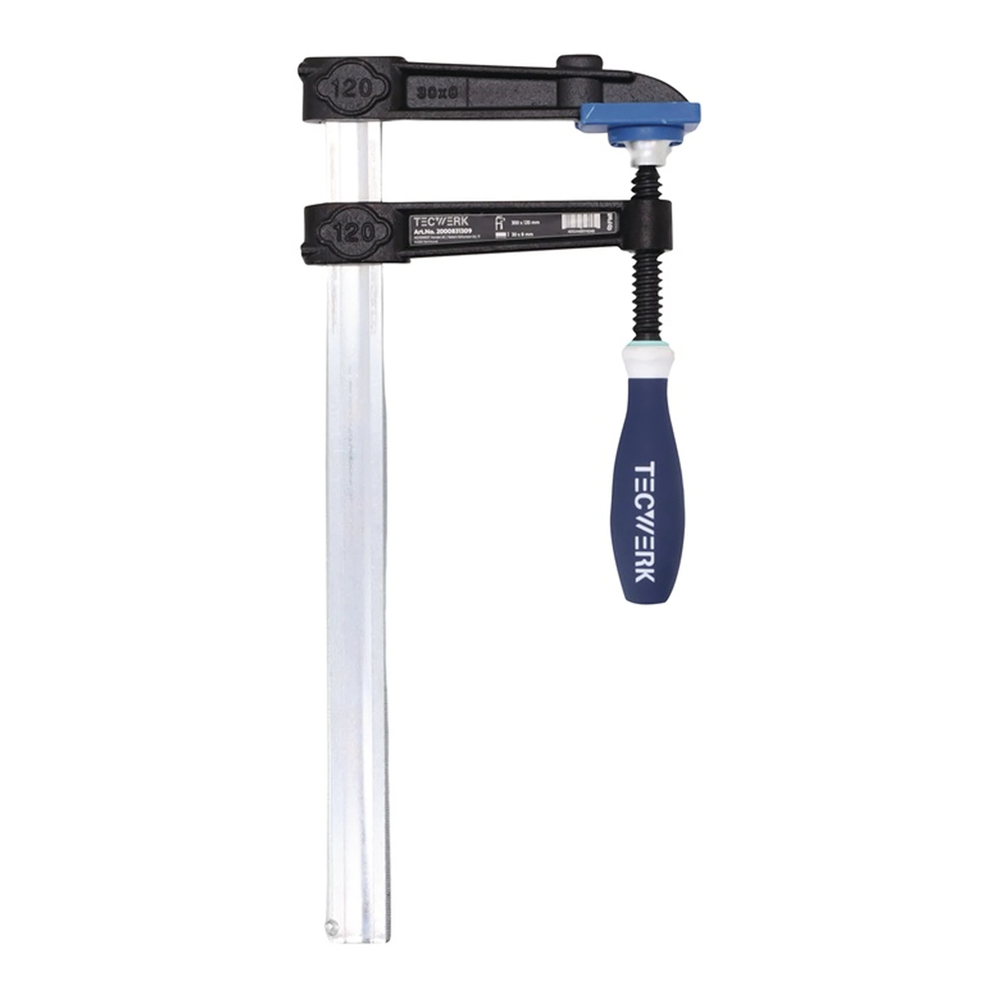 TECWERK | Temperguss-Schraubzwinge | Spannweite 1000 mm Ausladung 120 mm 3-Komponentengriff