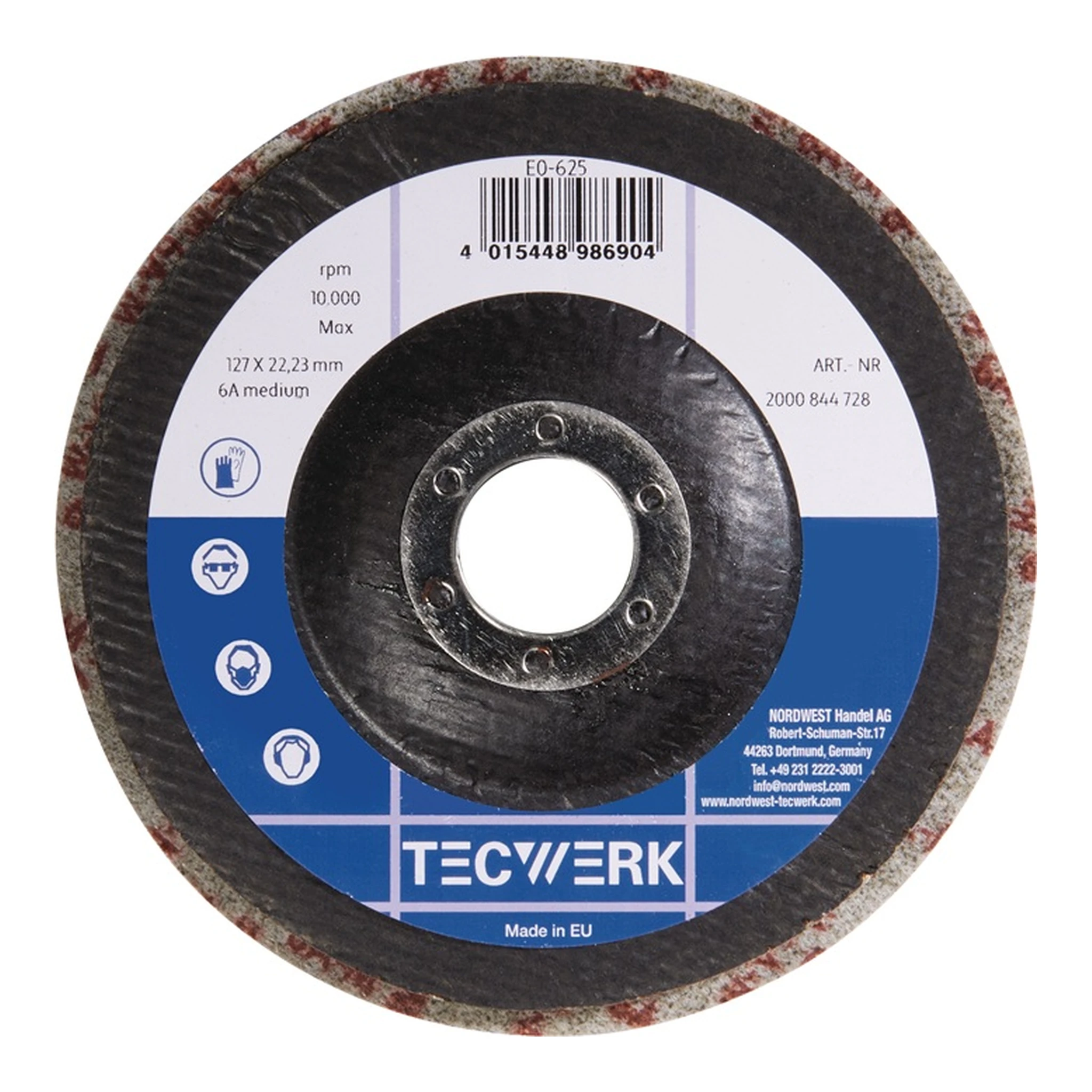 TECWERK | Vlies-Kompaktscheibe BUF010 | Ø 125 mm Bohrungs-Ø 22,23 mm mit Fiberglasrücken anthrazit 2S-F
