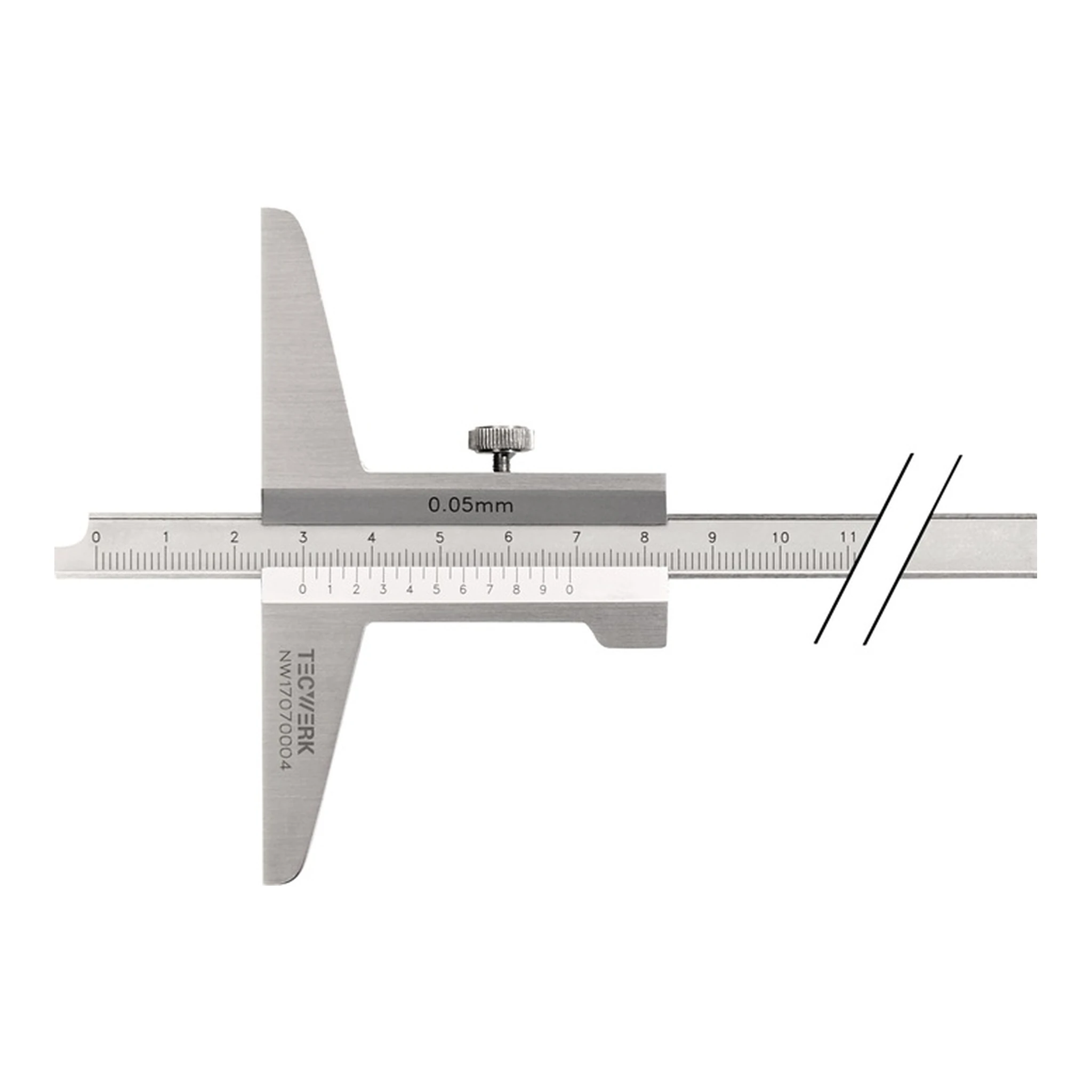 TECWERK | Tiefenmessschieber DIN 862 | 200 mm gerade Messschiene 10 x 4,5 mm