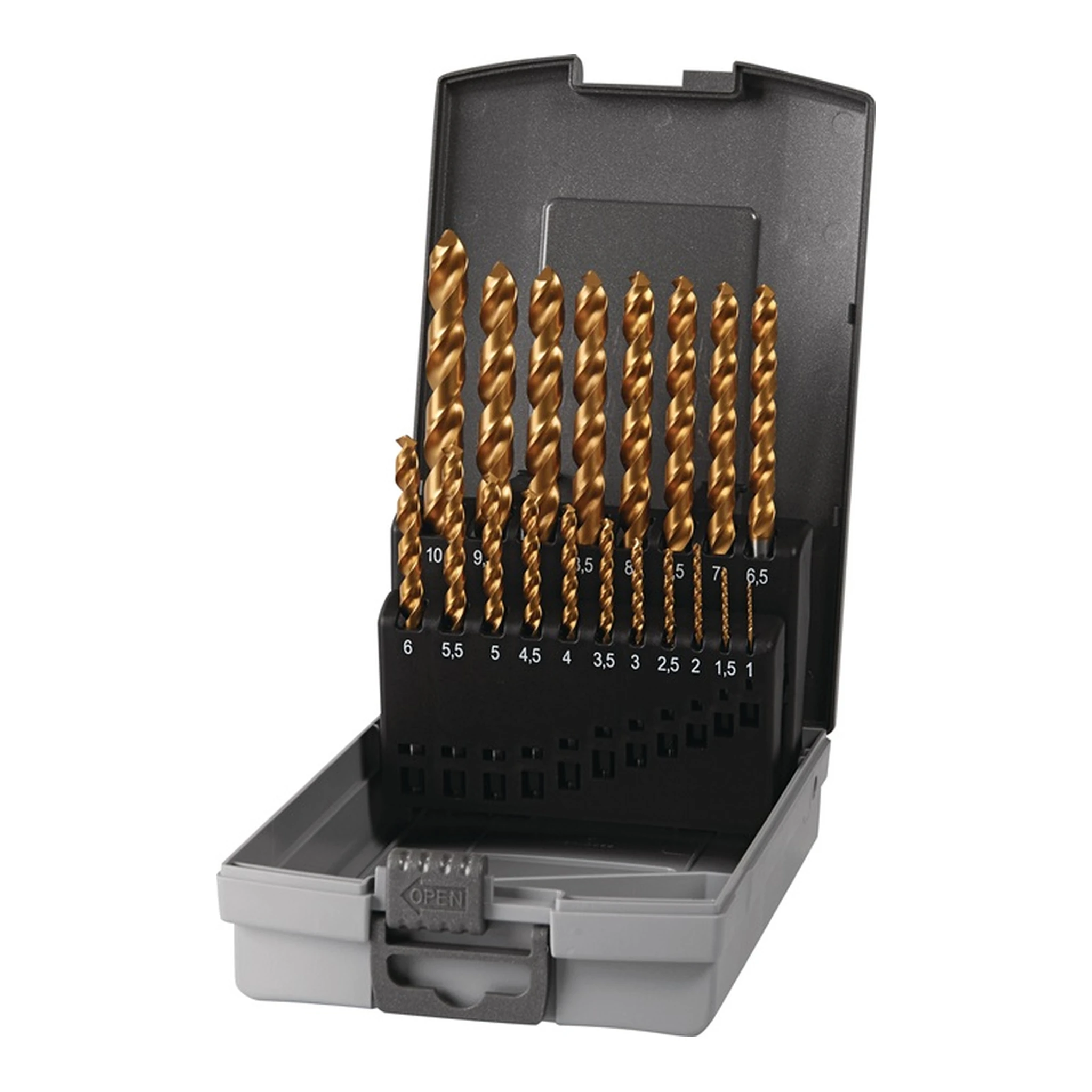TECWERK | Spiralbohrer-Satz DIN 338 Typ UNI | Nenn-Ø 1-10x0,5 mm HSS-Co TiN