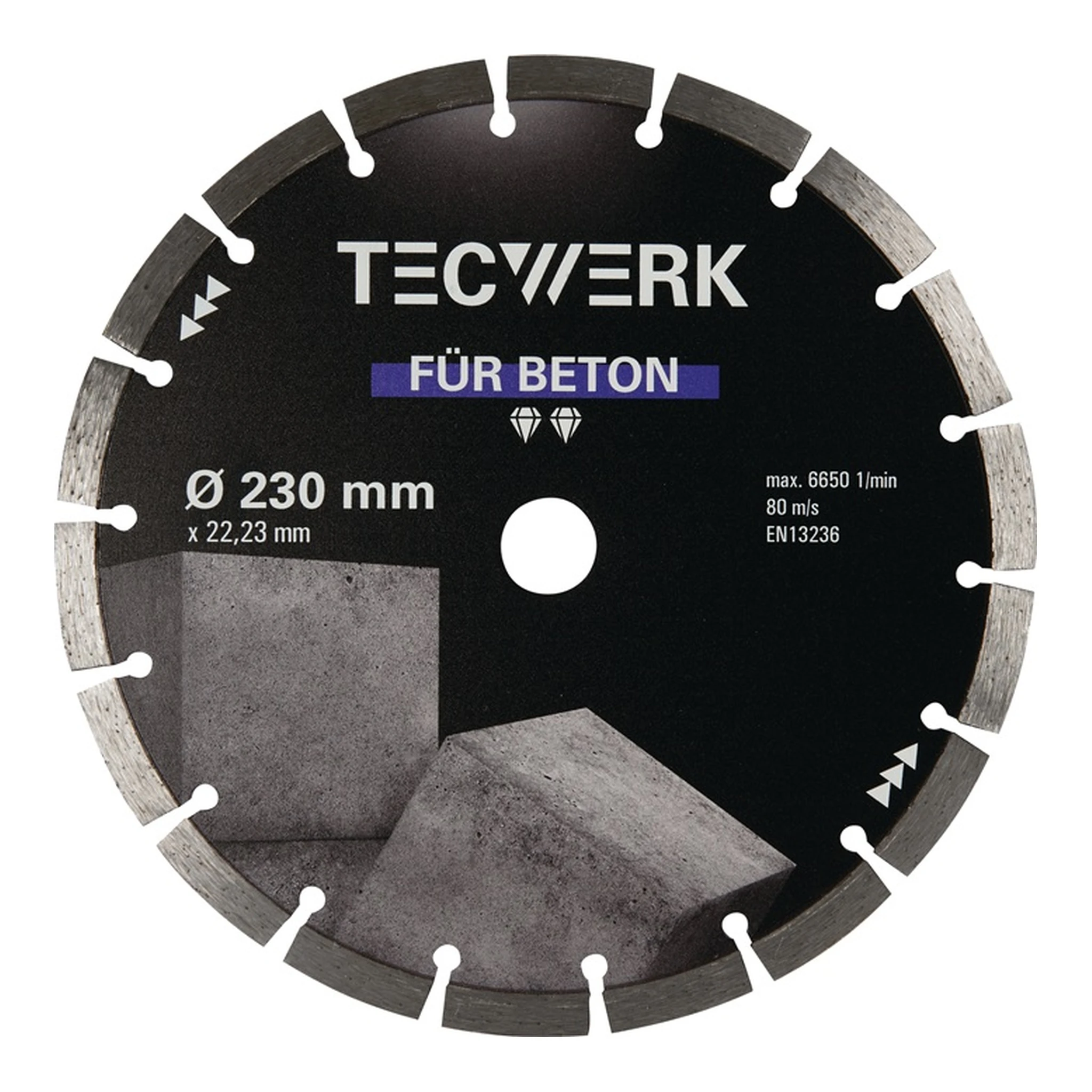 TECWERK | Diamanttrennscheibe BETON | Ø 230 mm Bohrung 22,23 mm Segmentbreite 38,5 mm