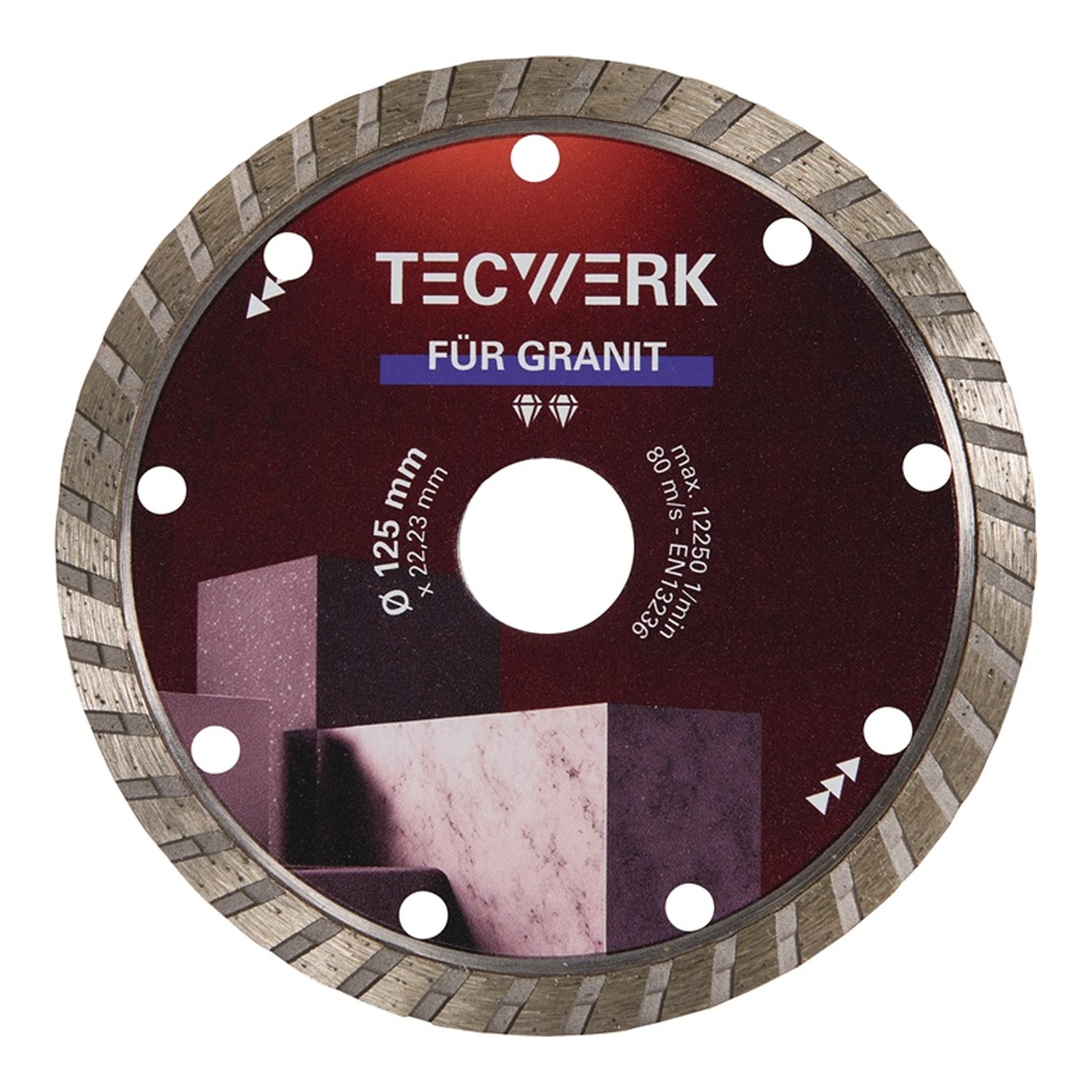 TECWERK | Diamanttrennscheibe GRANIT | Ø 115 mm Bohrung 22,23 mm Segmenthöhe 7 mm Segmentstärke 2,2 mm