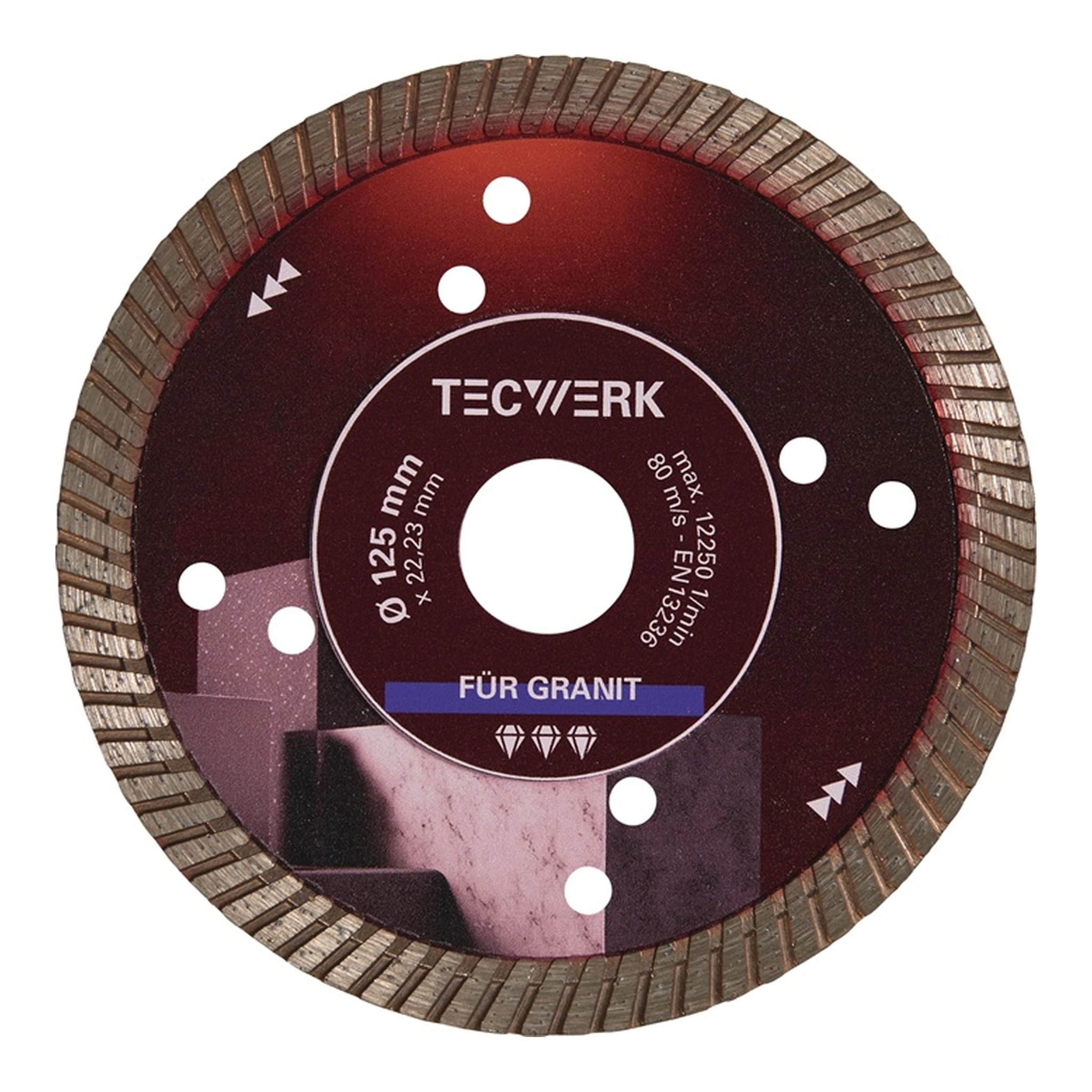 TECWERK | Diamanttrennscheibe GRANIT PRO | Ø 115 mm Bohrung 22,23 mm Segmenthöhe 10 mm