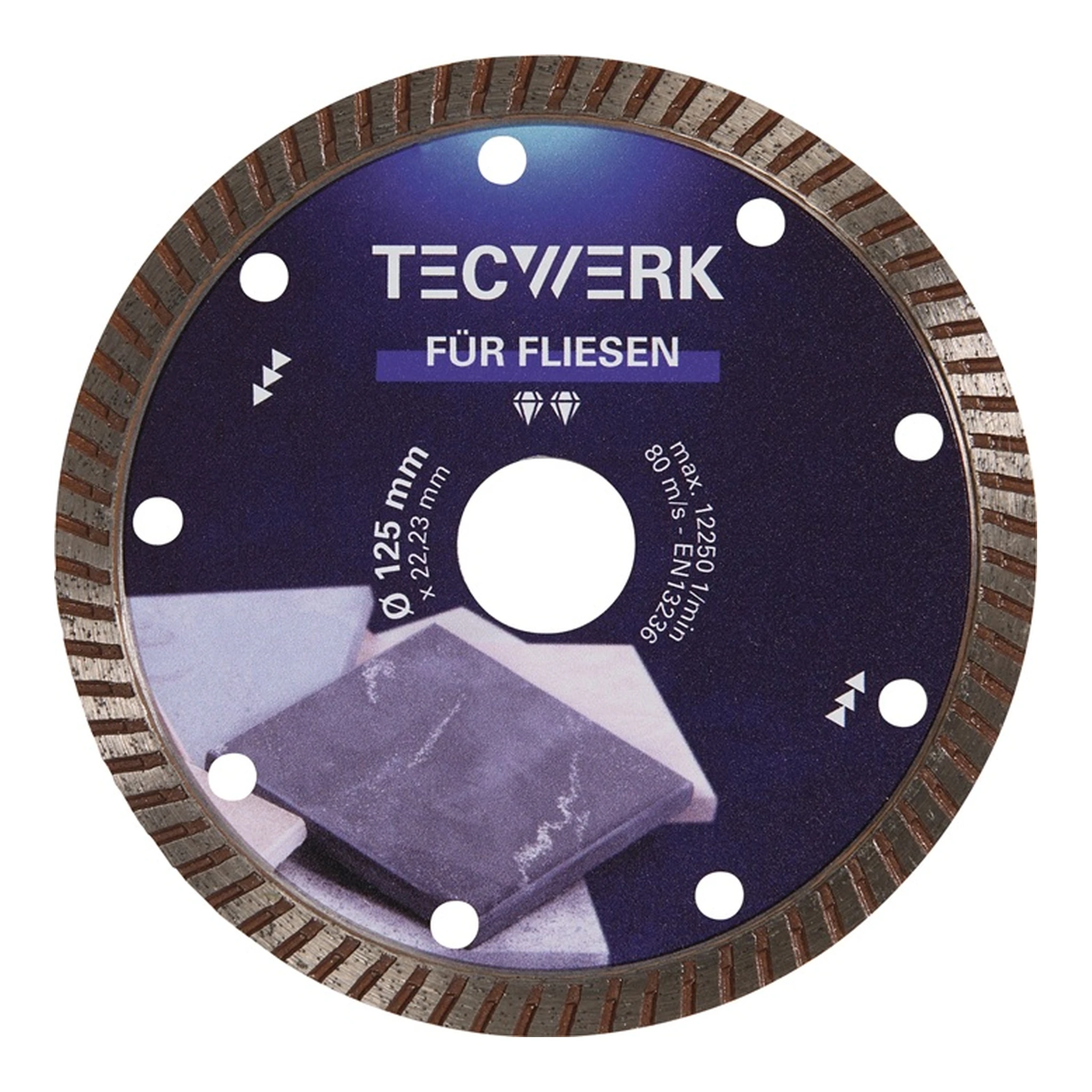 TECWERK | Diamanttrennscheibe FLIESEN PRO T | Ø 115 mm Bohrung 22,23 mm Segmenthöhe 7 mm Segmentstärke 1,6 mm