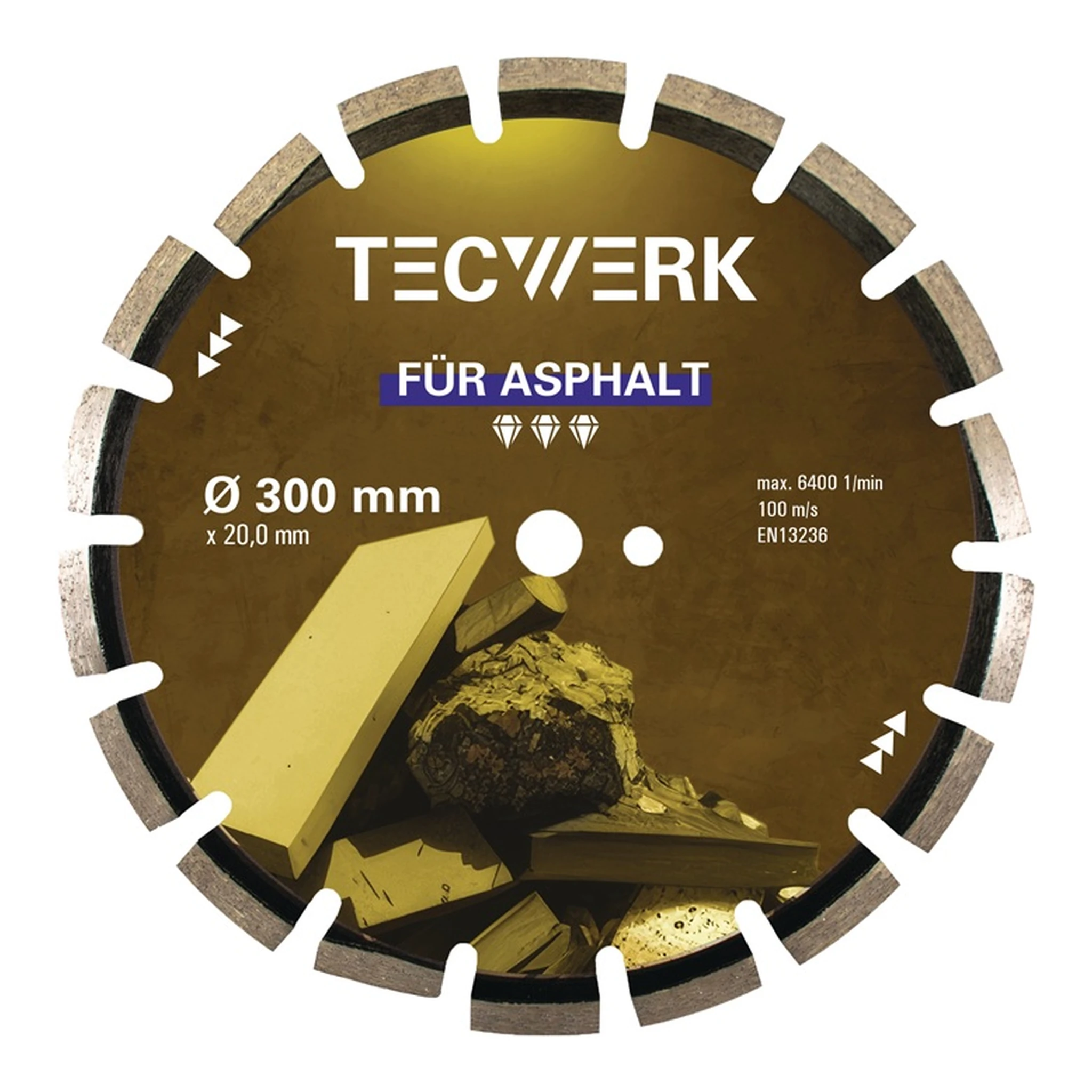 TECWERK | Diamanttrennscheibe ASPHALT | Ø 350 mm Bohrung 20 mm Segmenthöhe 10 mm Segmentstärke 3,2 mm