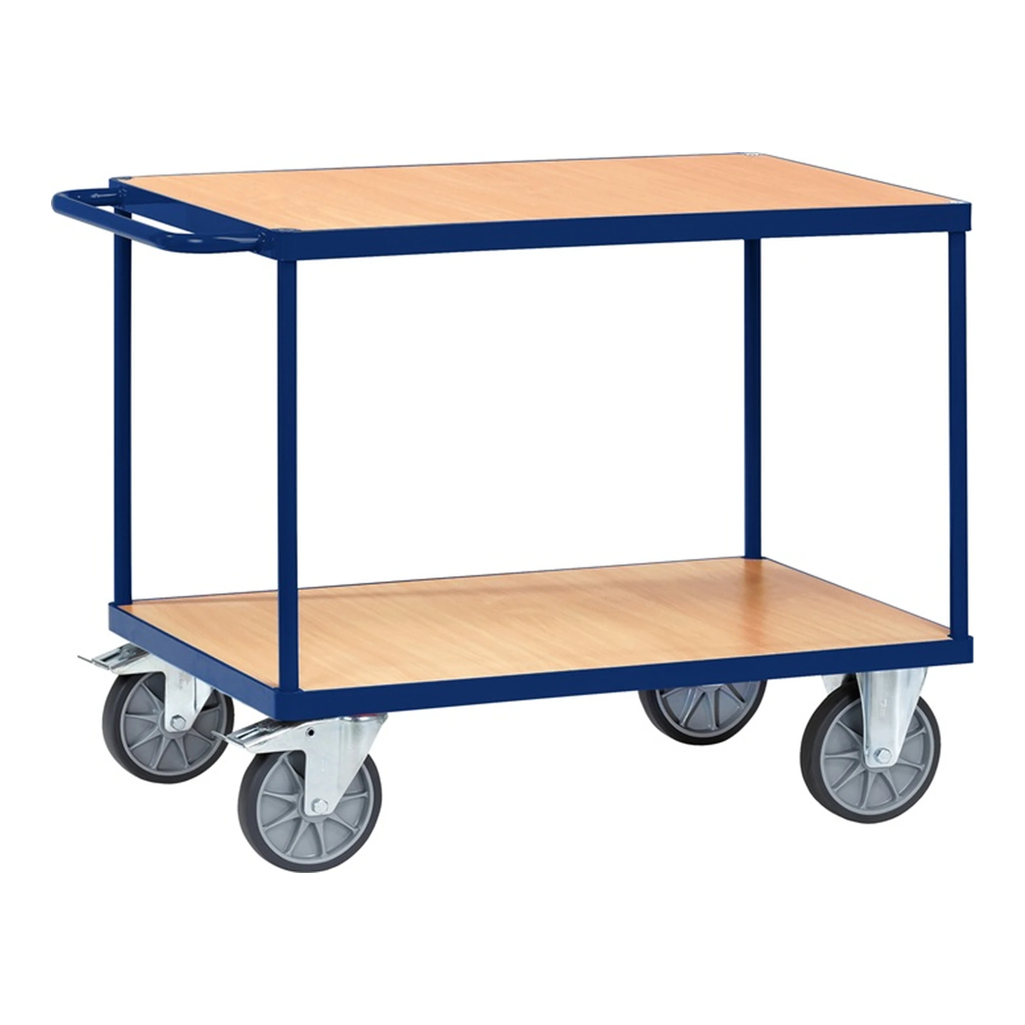 TECWERK | Tischwagen | 2 Ladeflächen L850xB500mm saphirblau, RAL 5003 Trgf.500 kg
