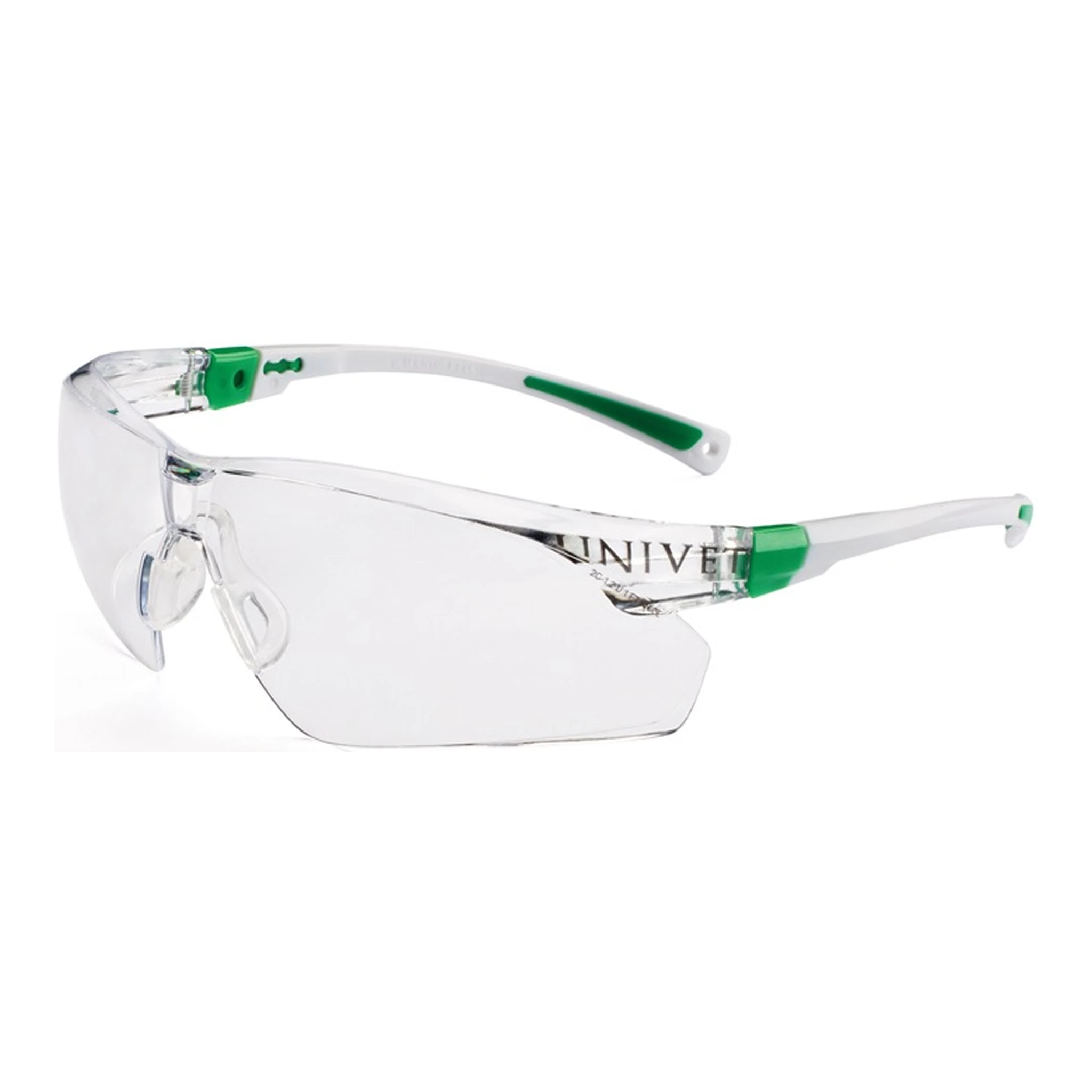 UNIVET | Schutzbrille 506 UP | EN 166, EN 170 Bügel weiß grün, Scheibe klar
