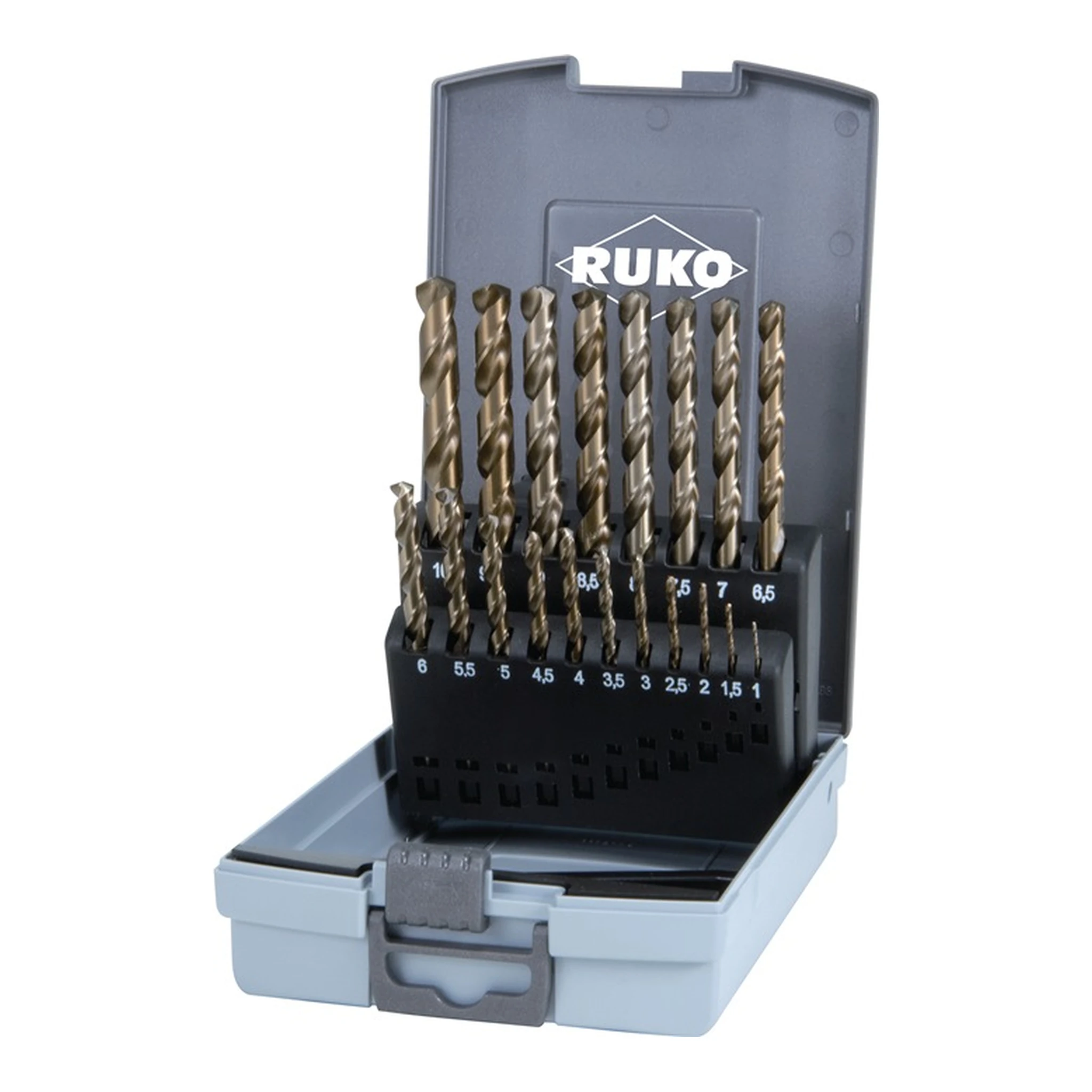 RUKO | Spiralbohrer-Satz DIN 338 Typ VA | Nenn-Ø 1-10x0,5 mm HSS-Co5 Gold