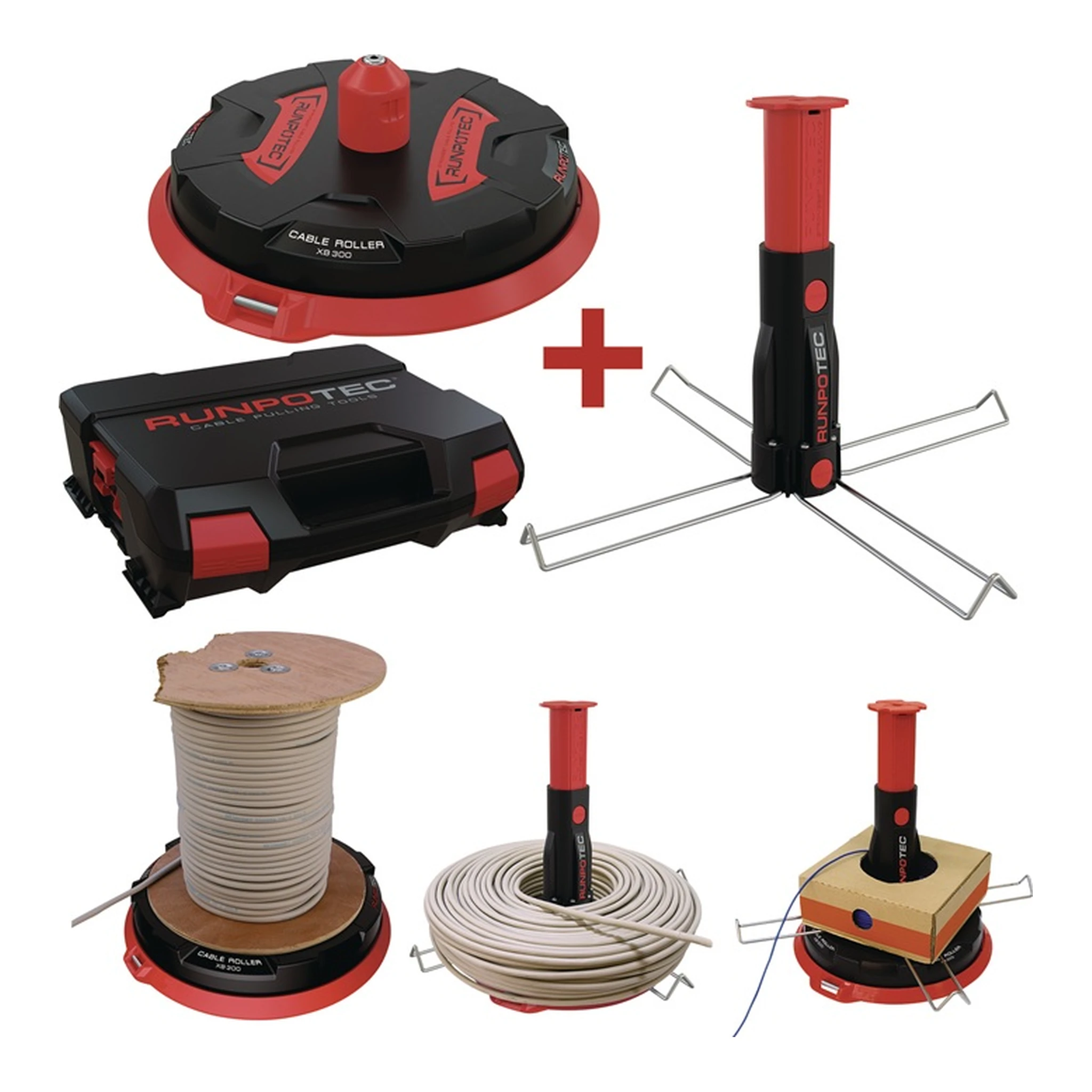 RUNPOTEC | Kabelabroller XB300 | Ø 300 mm, mit Multifunktionsdorn Tragfähigkeit 300 kg