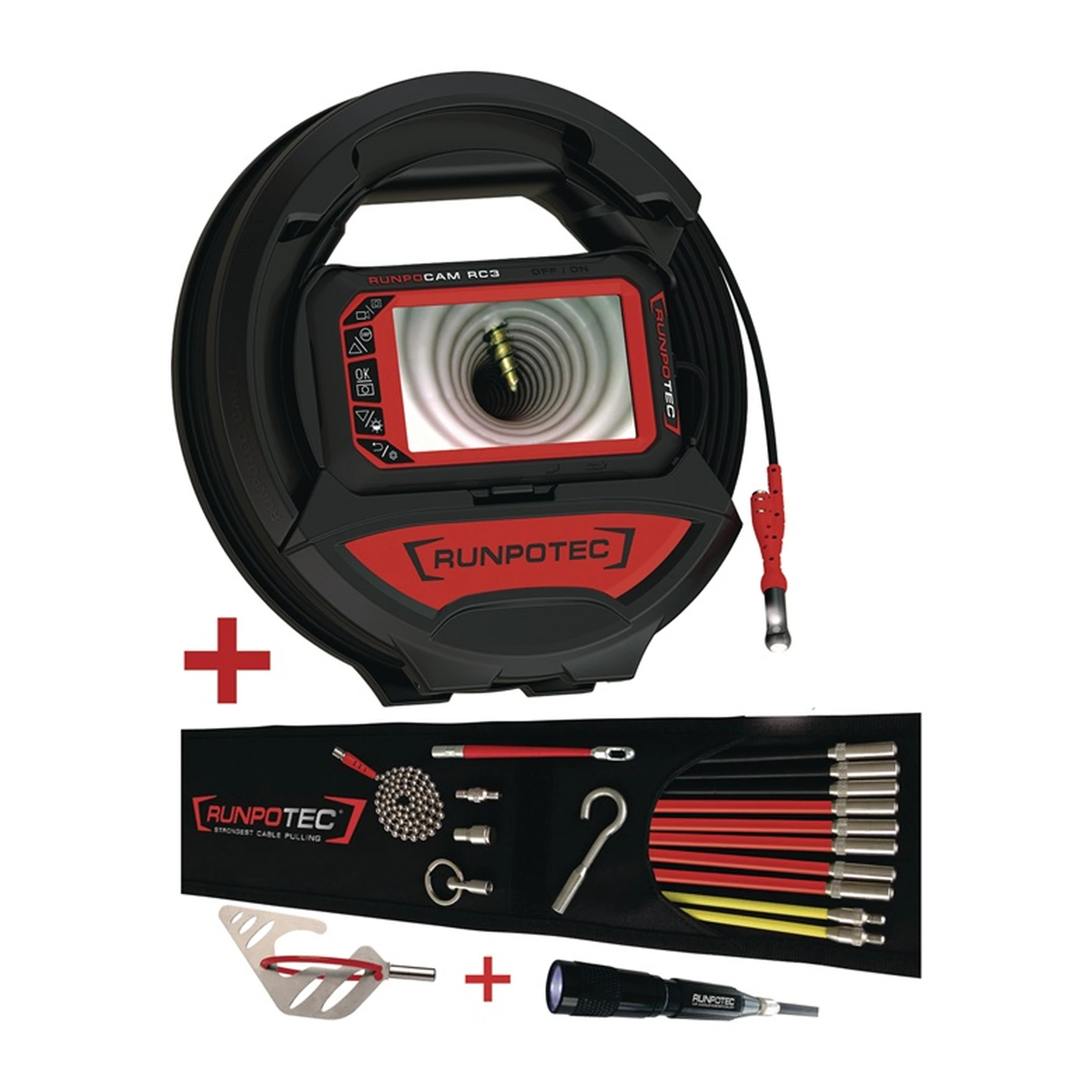 RUNPOTEC | Rohrkamera RC 3 | Kabellänge 15 m Kamerakopf-Ø 13 mm