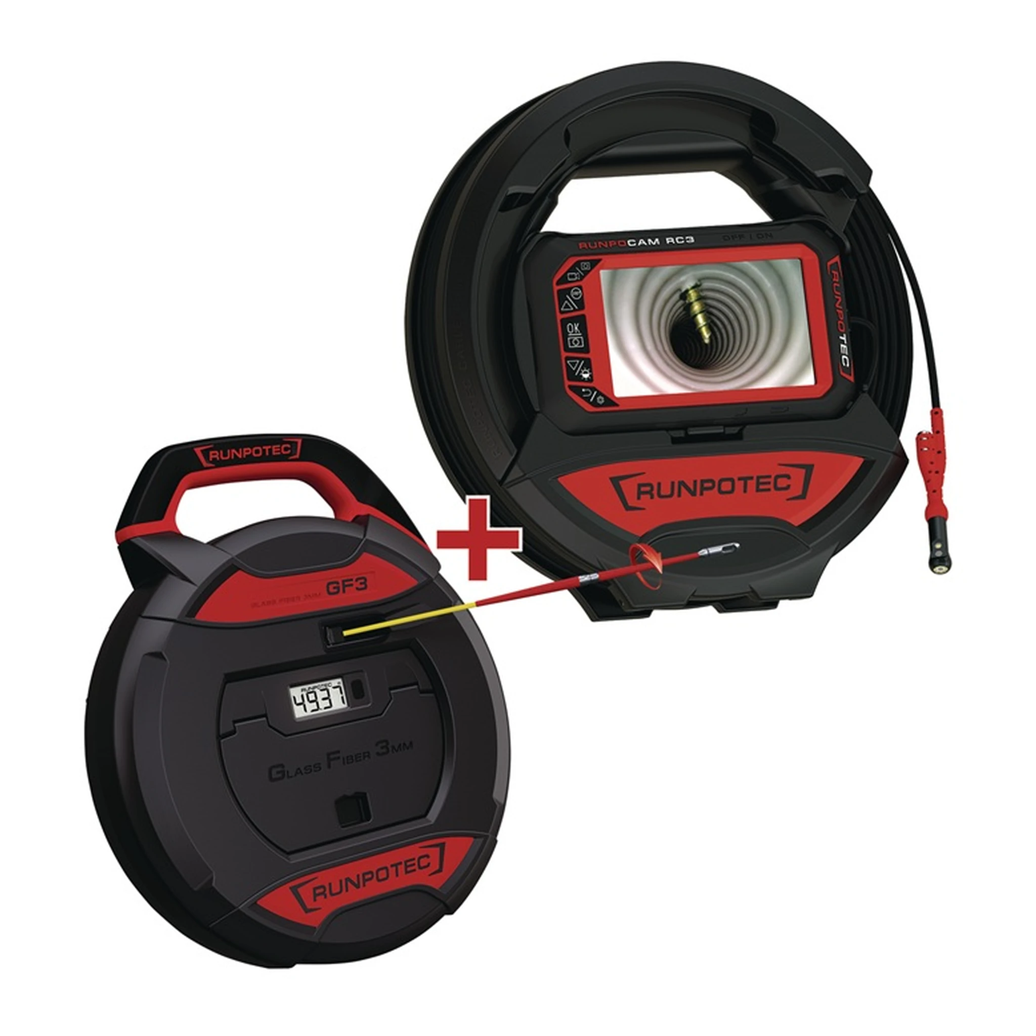 RUNPOTEC | Rohrkamera RC 3 | Kabellänge 15 + 30 m Kamerakopf-Ø 13 mm