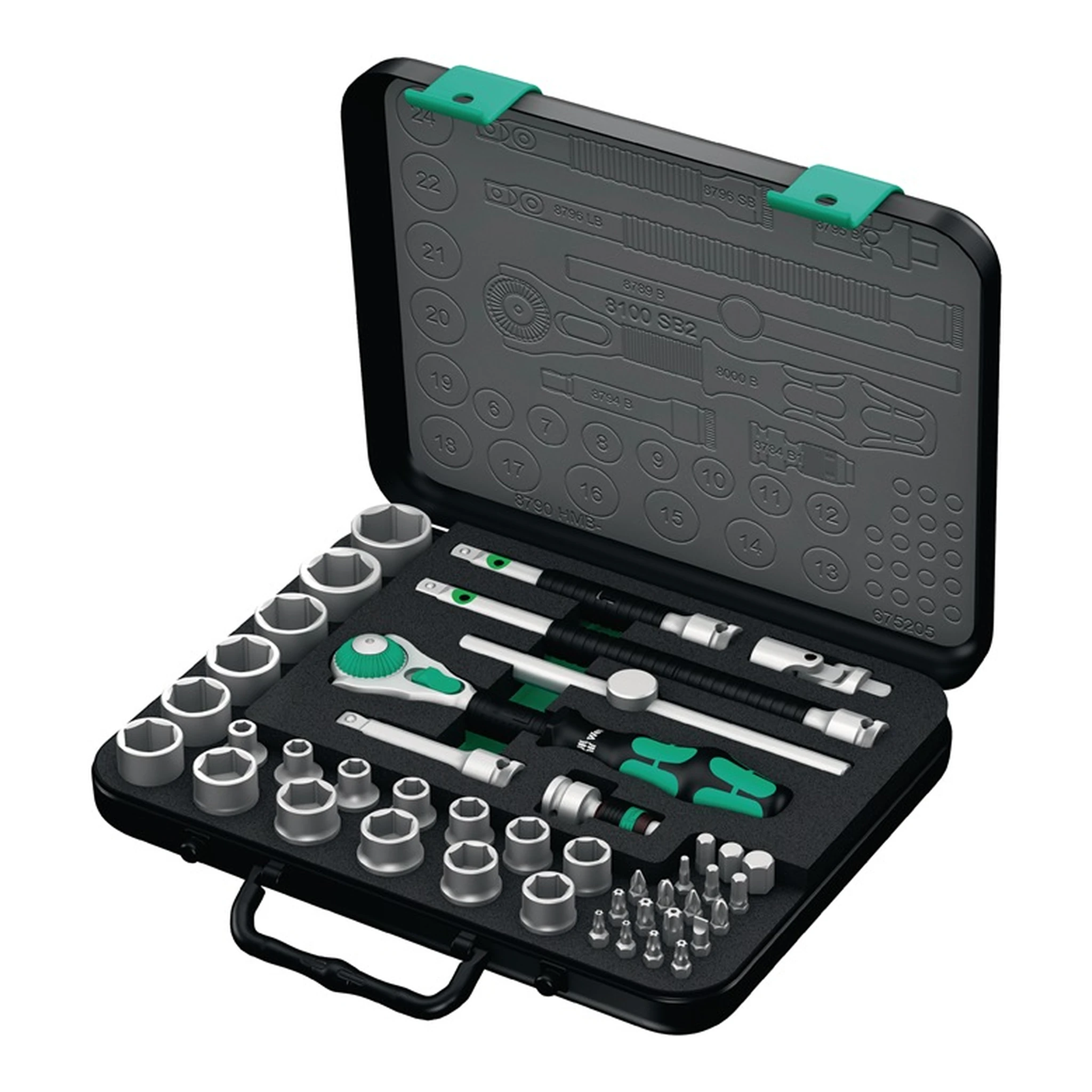 WERA | Steckschlüssel-Satz 8100 SB2 Zyklop | 43-teilig 3/8 ″ Schlüsselweiten 6-24 mm
