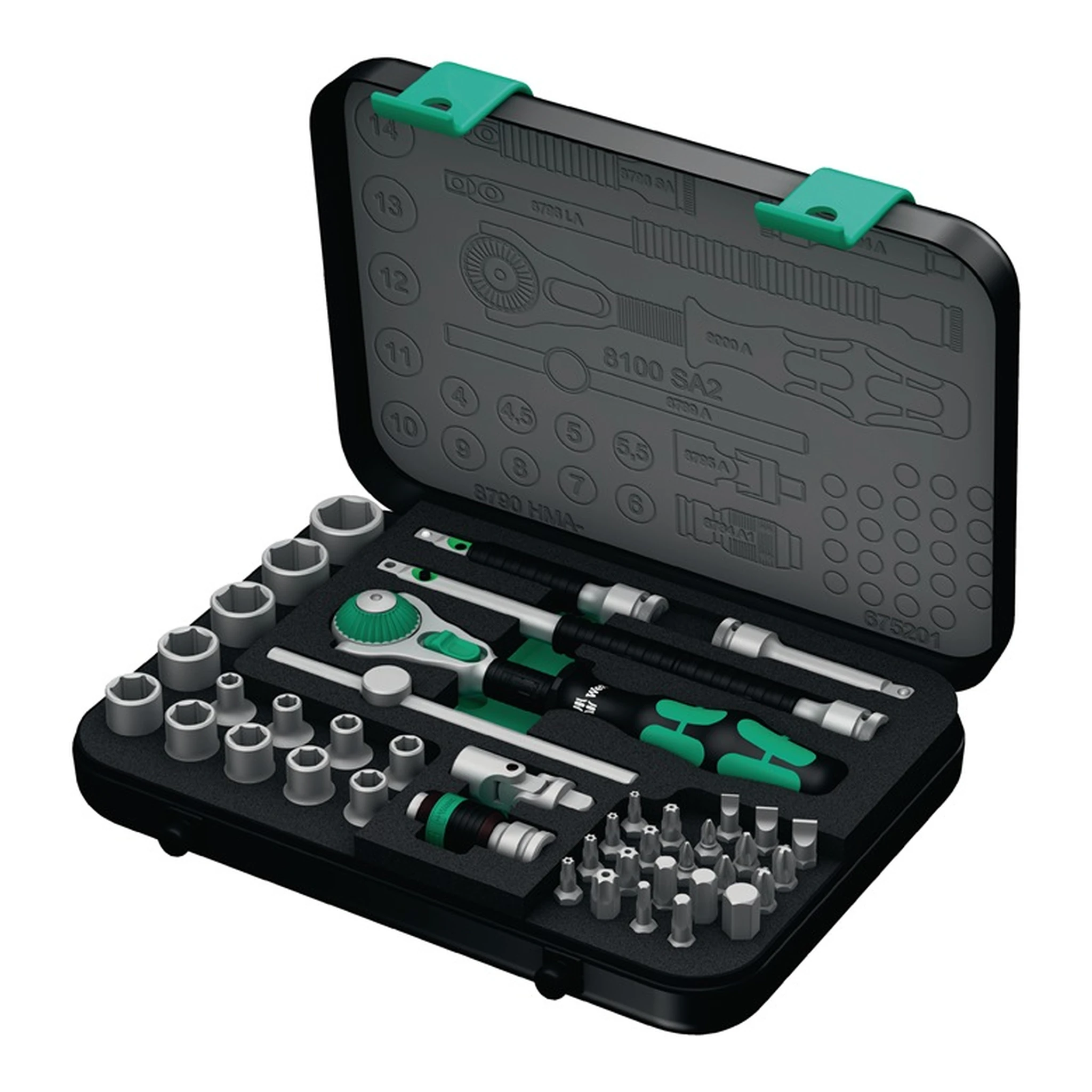 WERA | Steckschlüssel-Satz Zyklop Speed | 42-teilig 1/4 ″ Schlüsselweiten 4-14 mm
