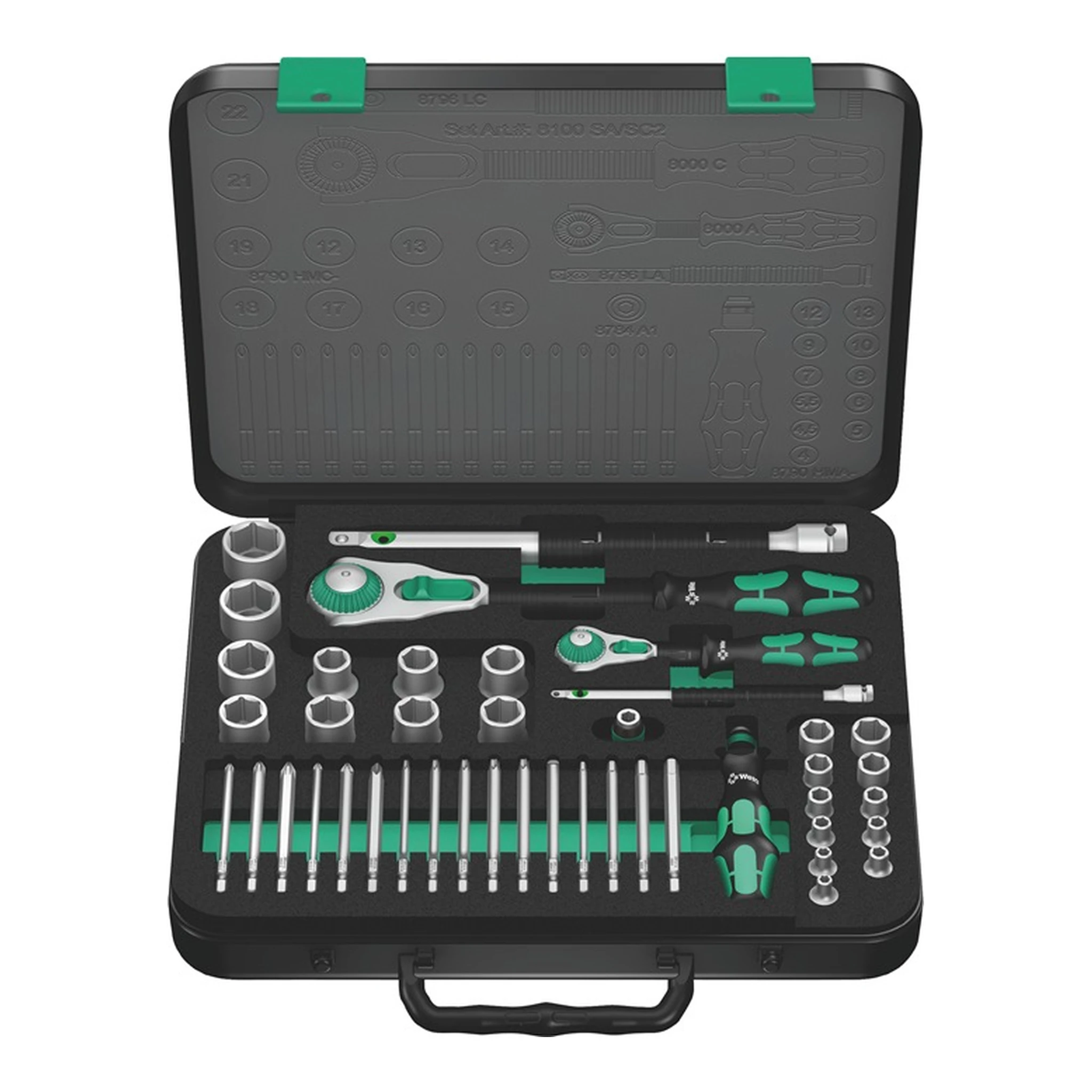 WERA | Steckschlüssel-Satz 8100 SA/SC 2 Zyklop | 43-teilig 1/4 + 1/2 ″ Schlüsselweiten 4-24 mm