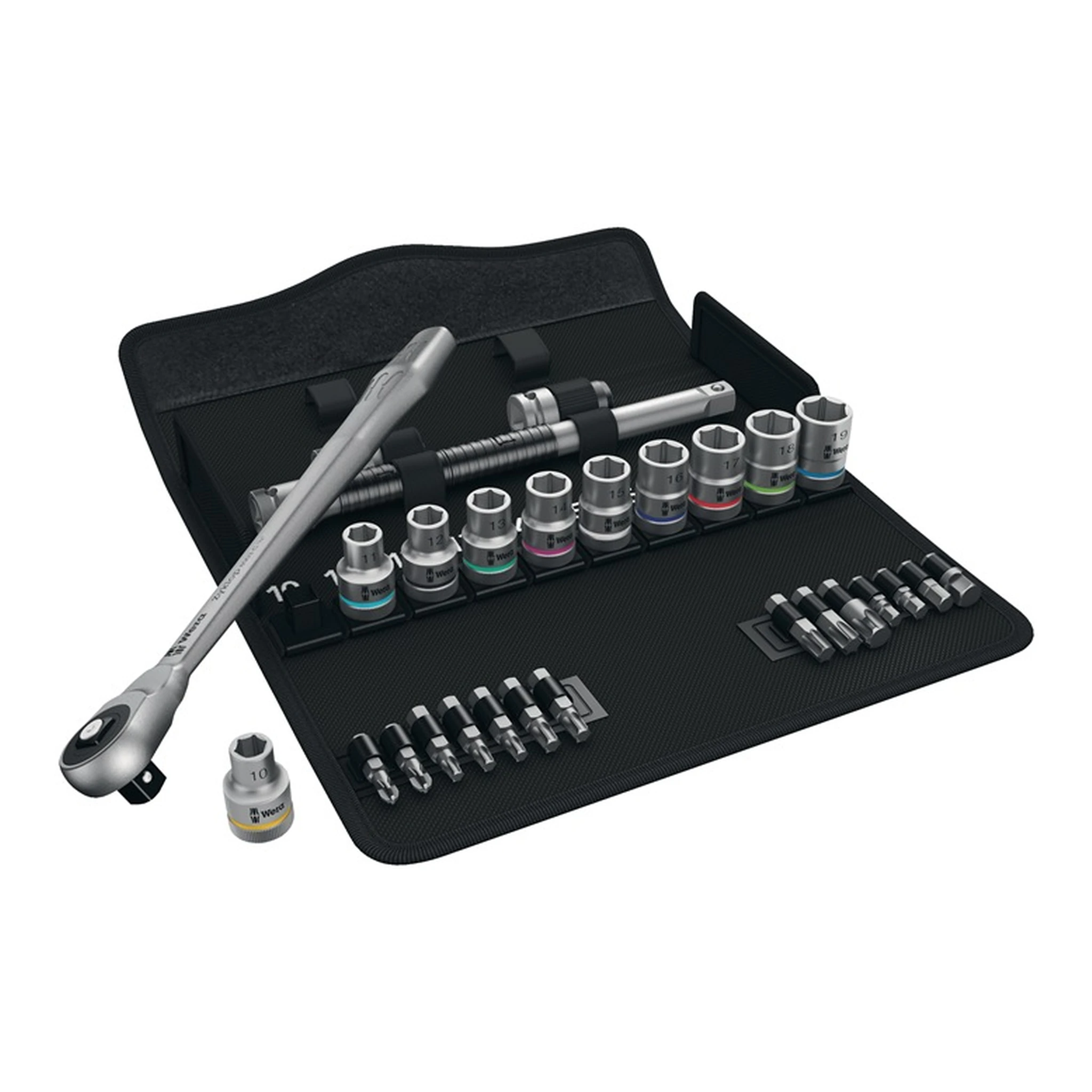 WERA | Steckschlüssel-Satz Zyklop Metal | 28-teilig 1/2 ″ Schlüsselweiten 10-19 mm