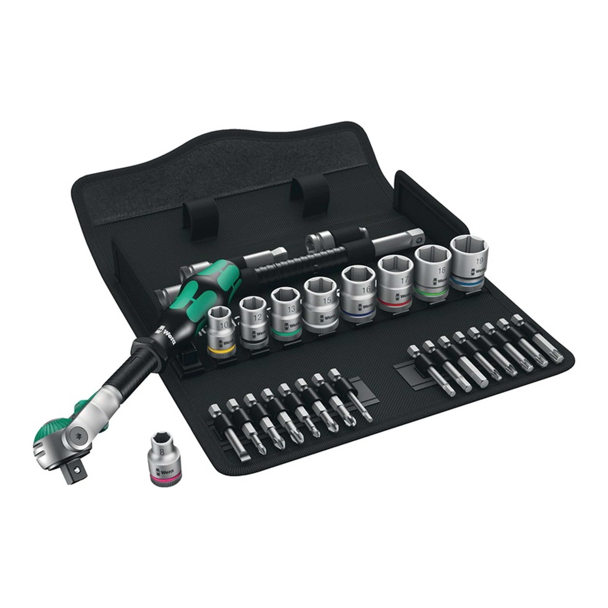 WERA | Steckschlüssel-Satz Zyklop Speed 8100 SB 6 | 29-teilig 3/8 ″ Schlüsselweiten 8-19 mm