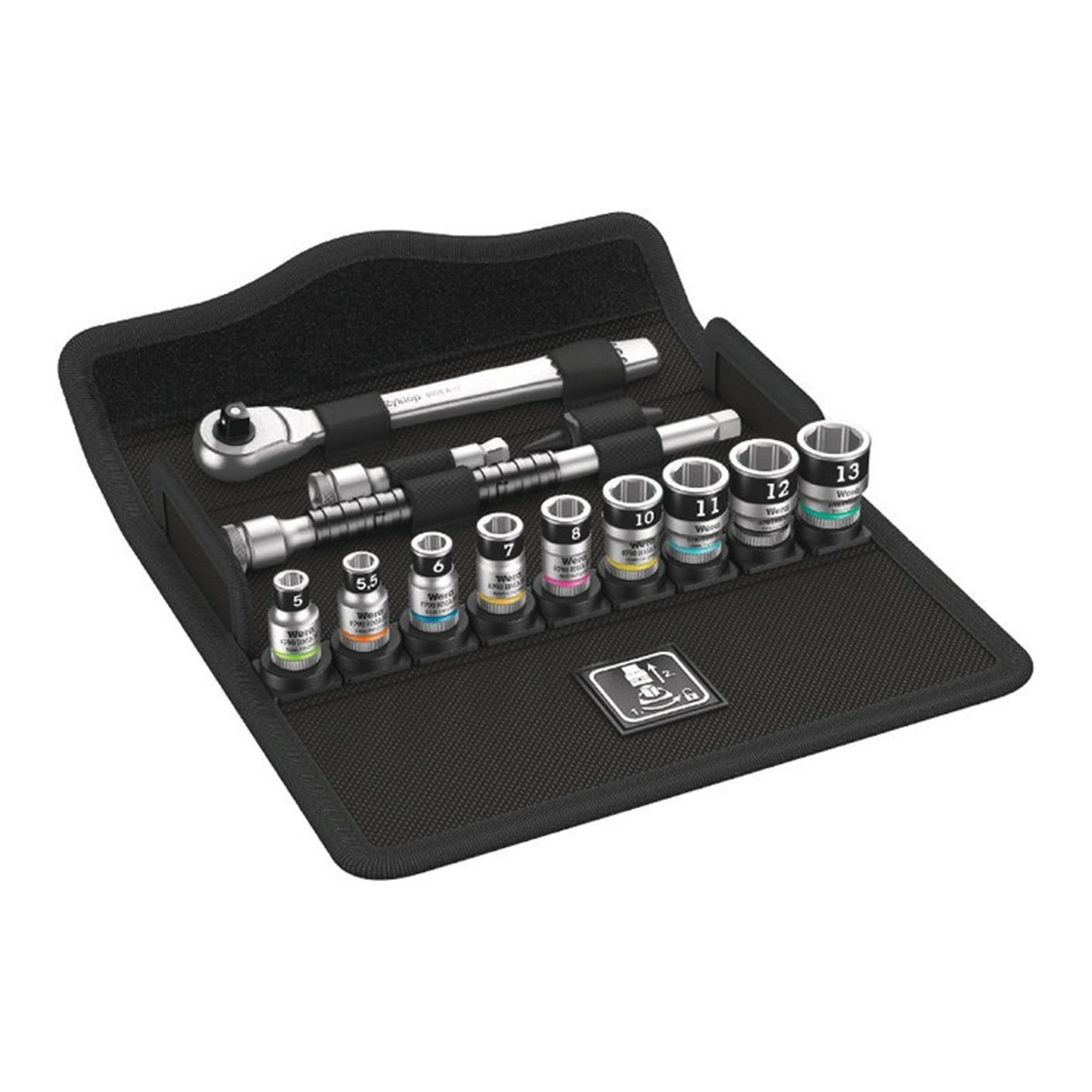 WERA | Steckschlüssel-Satz 8100 SA 12 HF Zyklop | 13-teilig 1/4 ″ Schlüsselweiten 5-13 mm