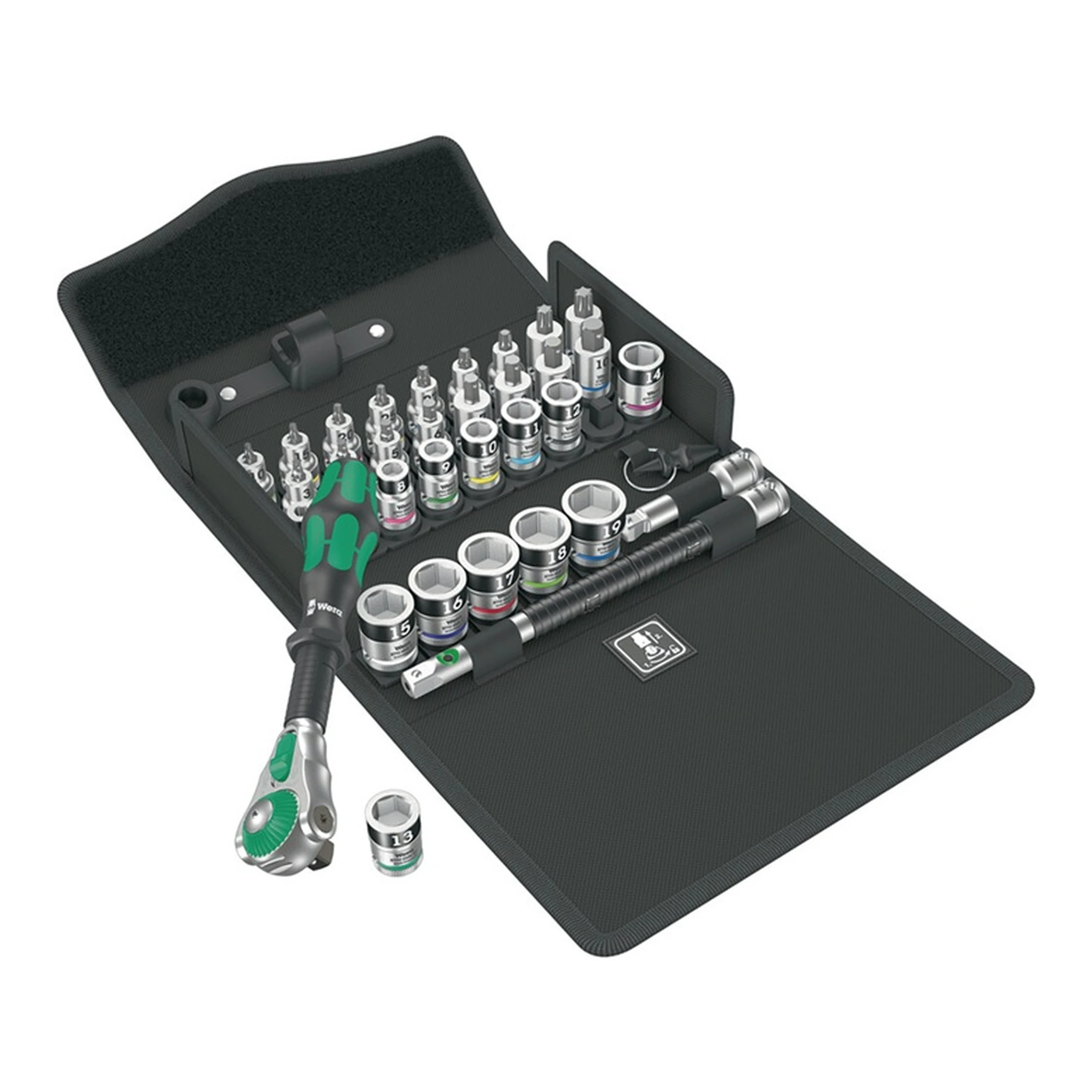 WERA | Steckschlüssel-Satz 8100 SB ALL-in Zyklop Speed | 35-teilig 3/8 ″ Schlüsselweiten 6-19 mm