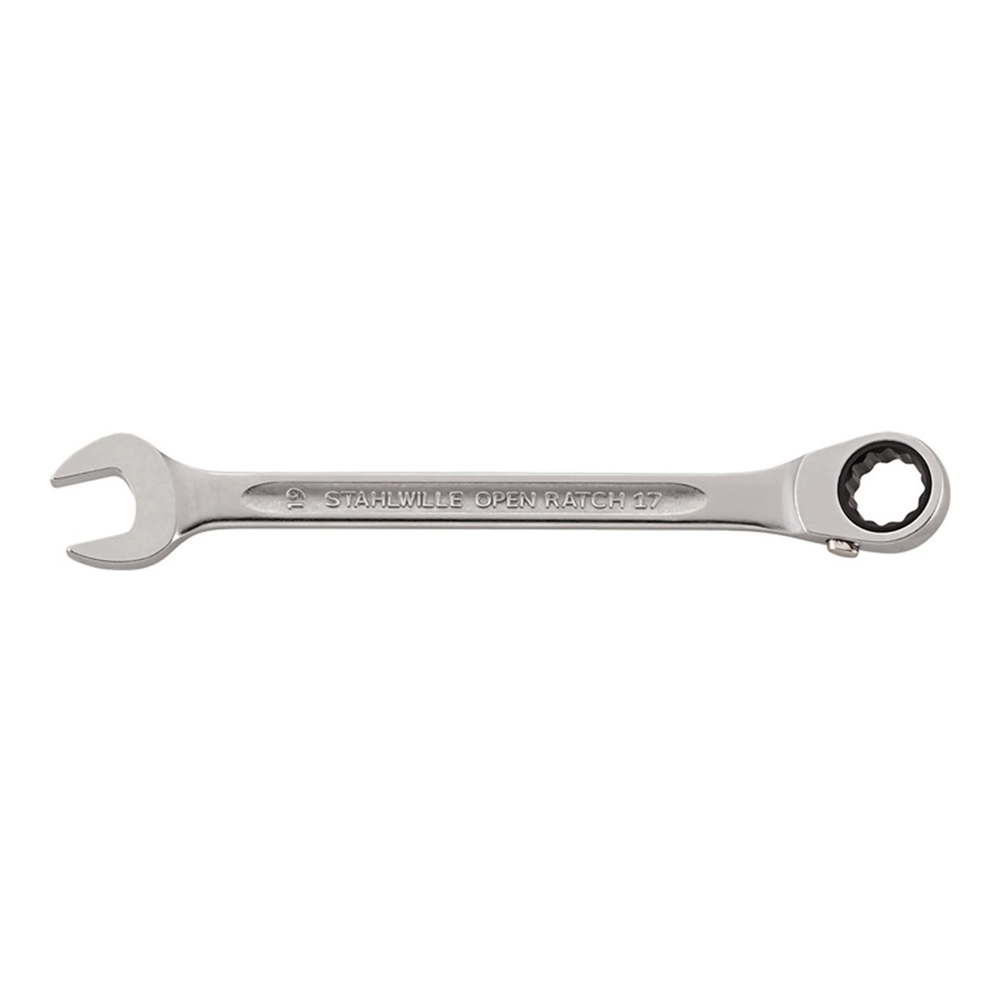 STAHLWILLE | Maulringratschenschlüssel OPEN-RATCH 17 | Schlüsselweite 10 mm Länge 158 mm umschaltbar, Ringseite 15 °