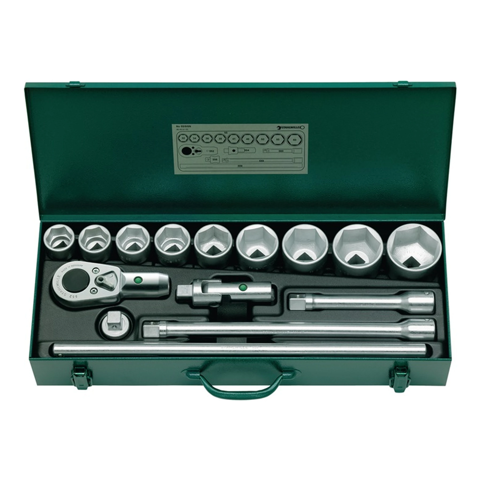 STAHLWILLE | Steckschlüssel-Satz 55/9/6N | 15-teilig 3/4 ″ Schlüsselweiten 32-60 mm