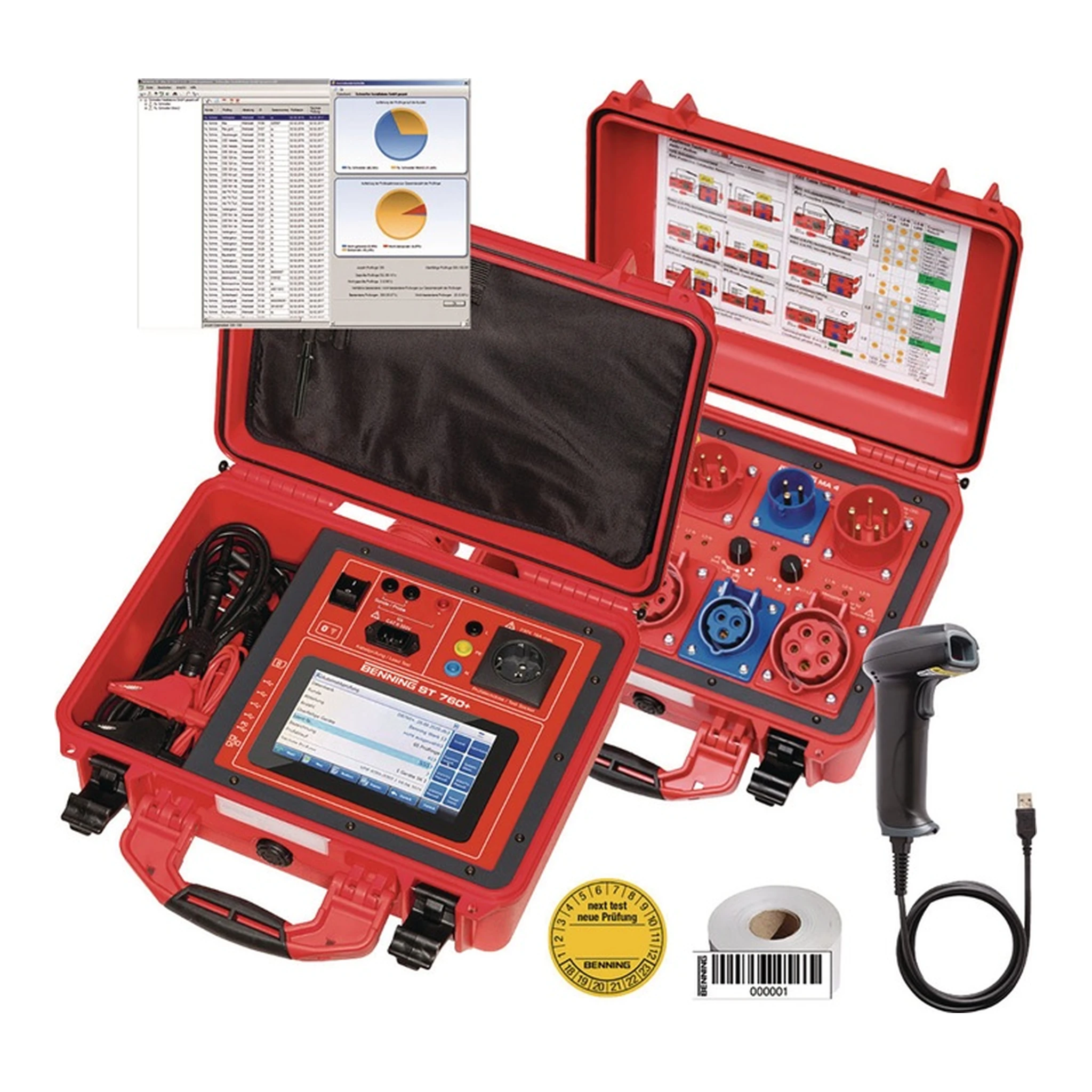 BENNING | Gerätetester-Set ST 760+ SET, MA 4 | ST 760+ Set: MA4, Software, Zubehör L475xB555xH685mm
