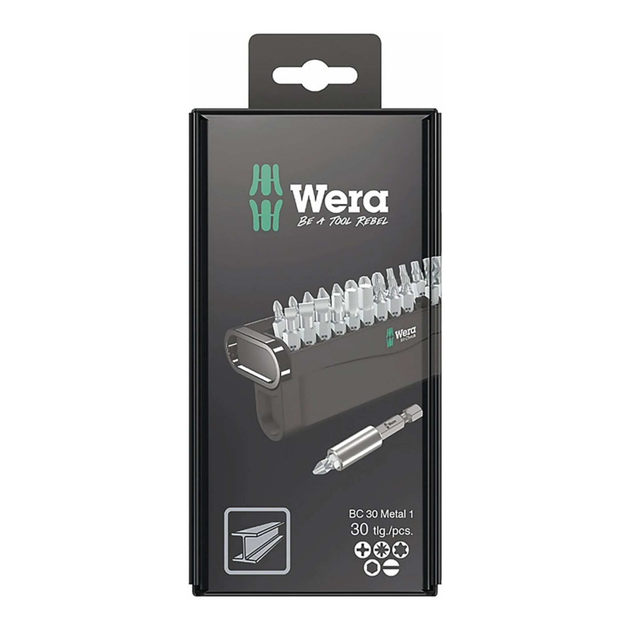 WERA | Bitsortiment Bit-Check 30 Metal 1 SB | 30-teilig Schlitz/PH/PZD/TX/6Kt.