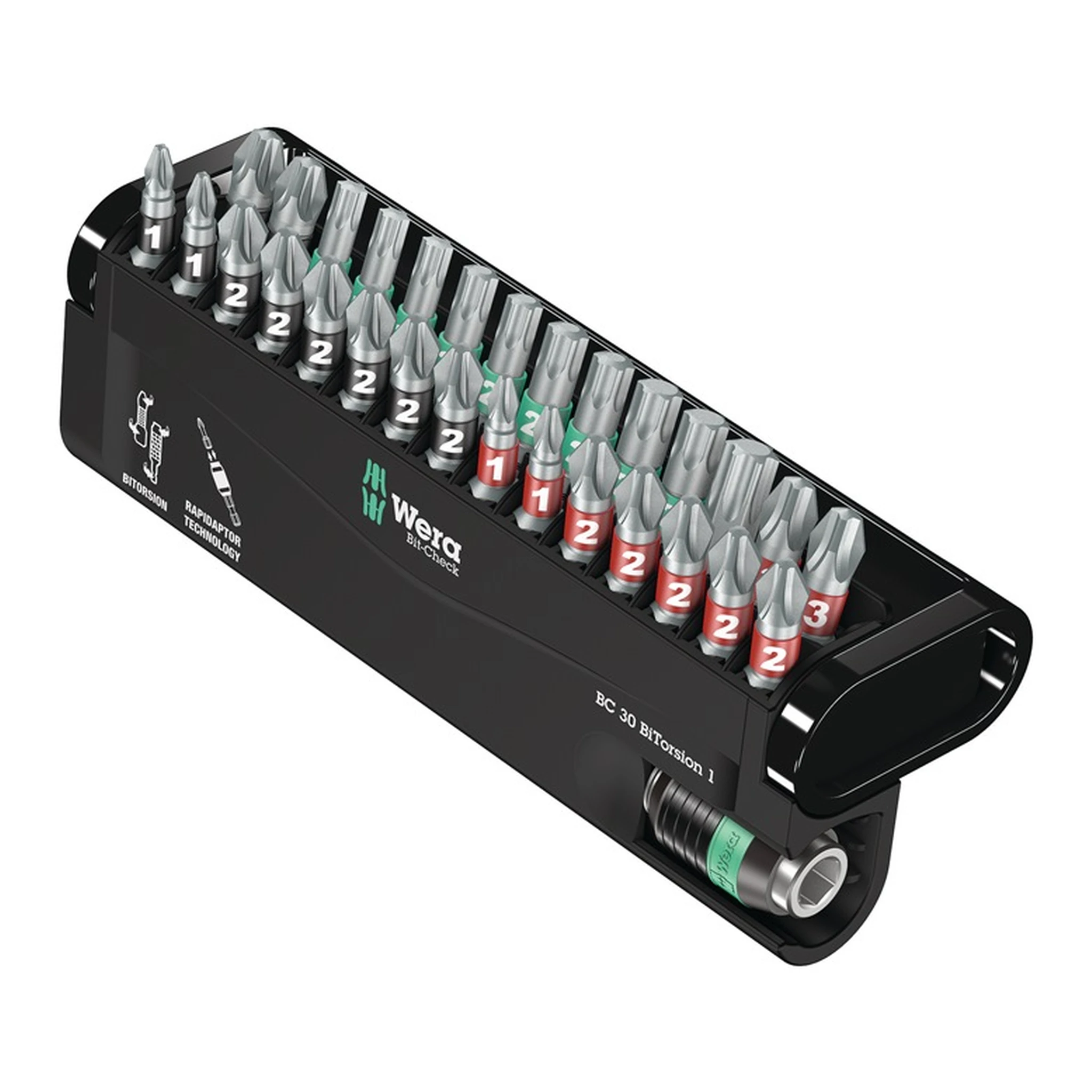 WERA | Bitsortiment Bit-Check 30 BiTorsion 1 | 30-teilig PH/PZD/TX