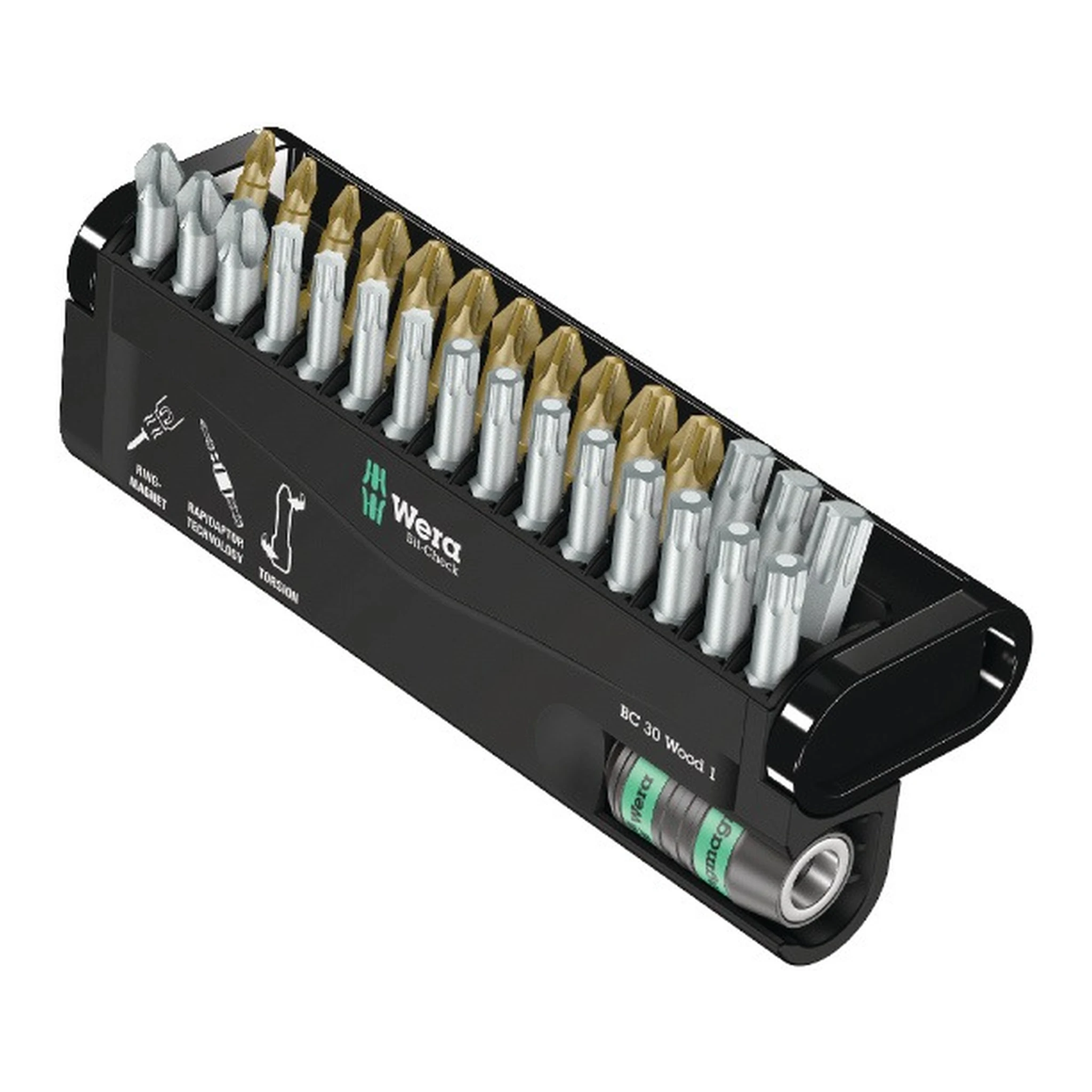 WERA | Bitsortiment Bit-Check 30 Wood 1 | 30-teilig PH/PZD/TX