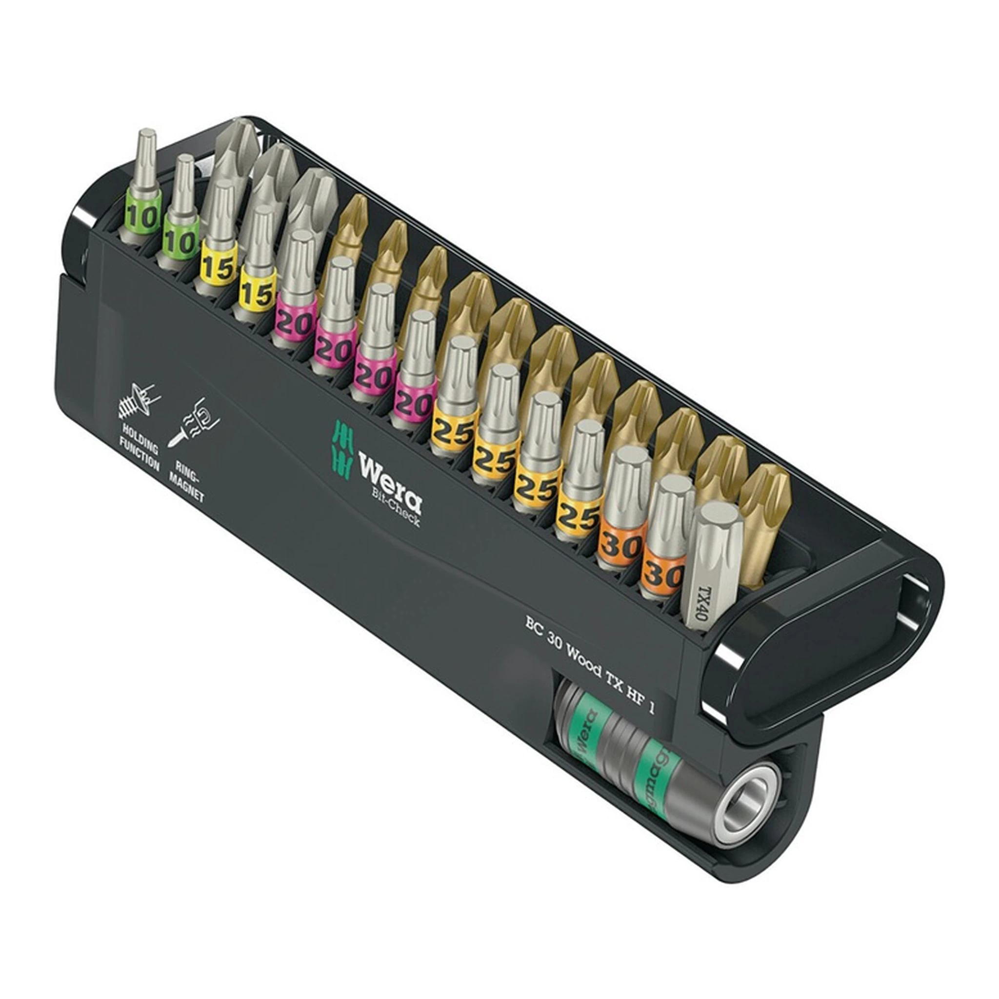 WERA | Bitsortiment Bit-Check 30 Wood TX HF 1 | 30-teilig PH/PZD/TX-HF