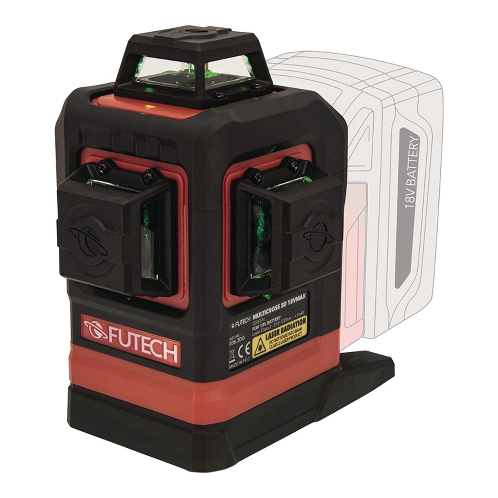 FUTECH | Multilinienlaser Multicross 3D | ± 4 ° ± 0,2 mm/m 120 m Laserklasse 2 Laser grün
