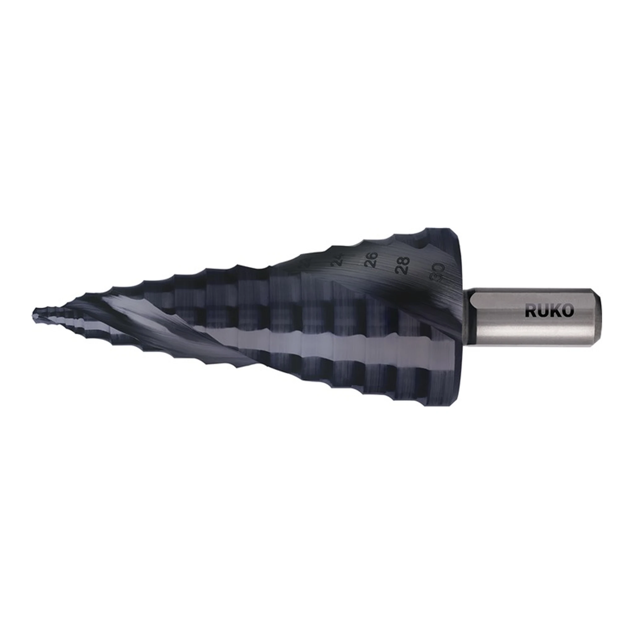 RUKO | Stufenbohrer ULTIMATECUT | Bohrbereich 8-30 mm HSS RUnaTEC spiralgenutet