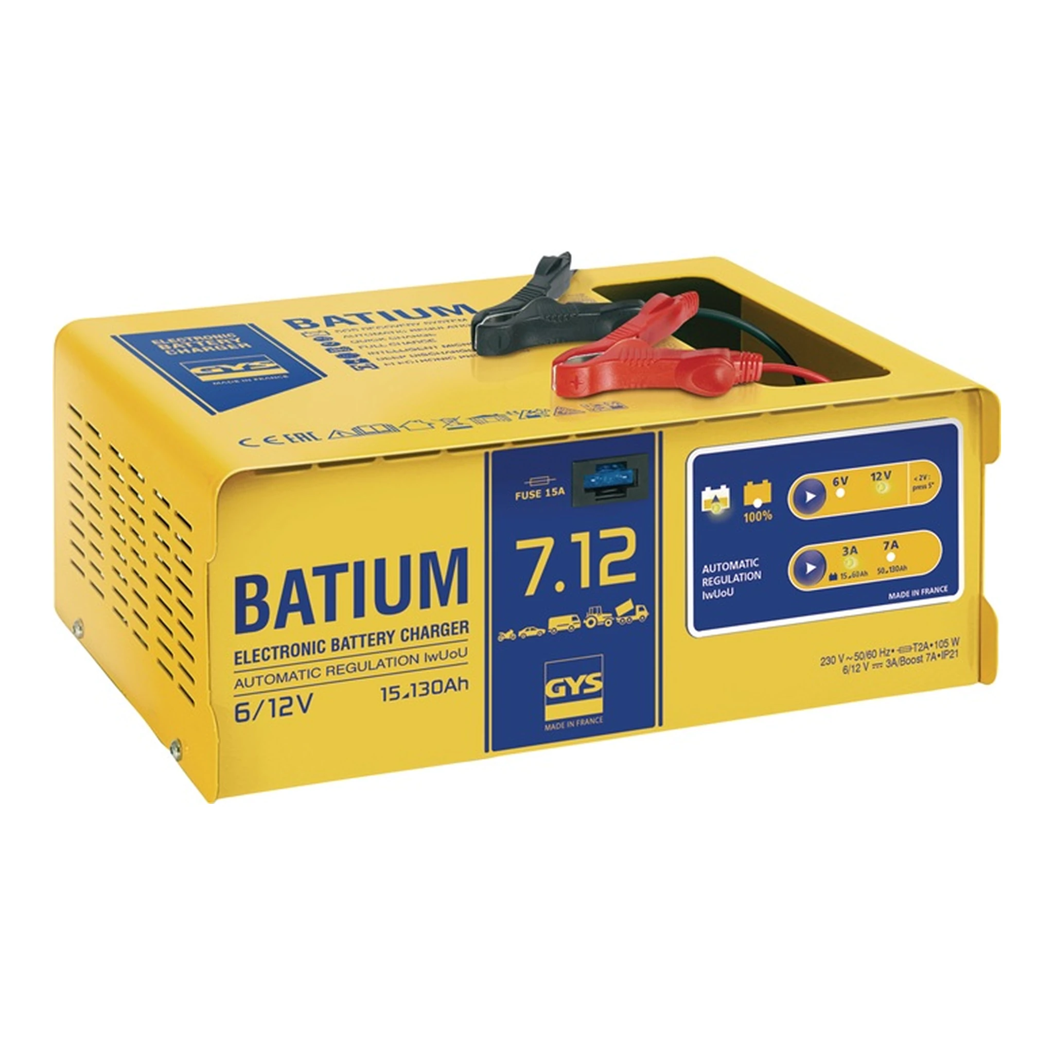 GYS | Batterieladegerät BATIUM 7-12 | 6 / 12 V effektiv: 11 / arithmetisch: 3-7 A