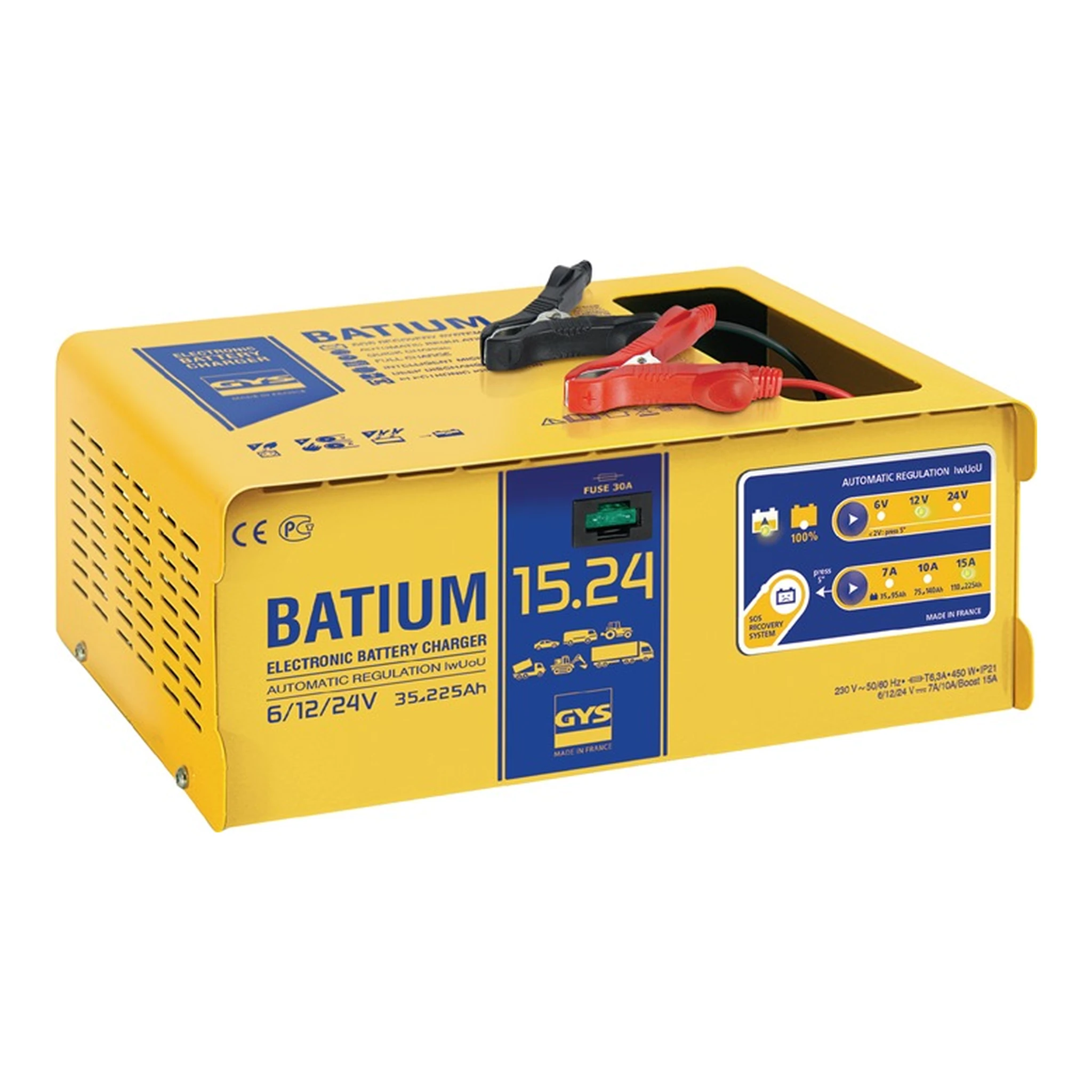GYS | Batterieladegerät BATIUM 15-24 | 6 / 12 / 24 V effektiv: 22 / arithmetisch: 7-10-15 A