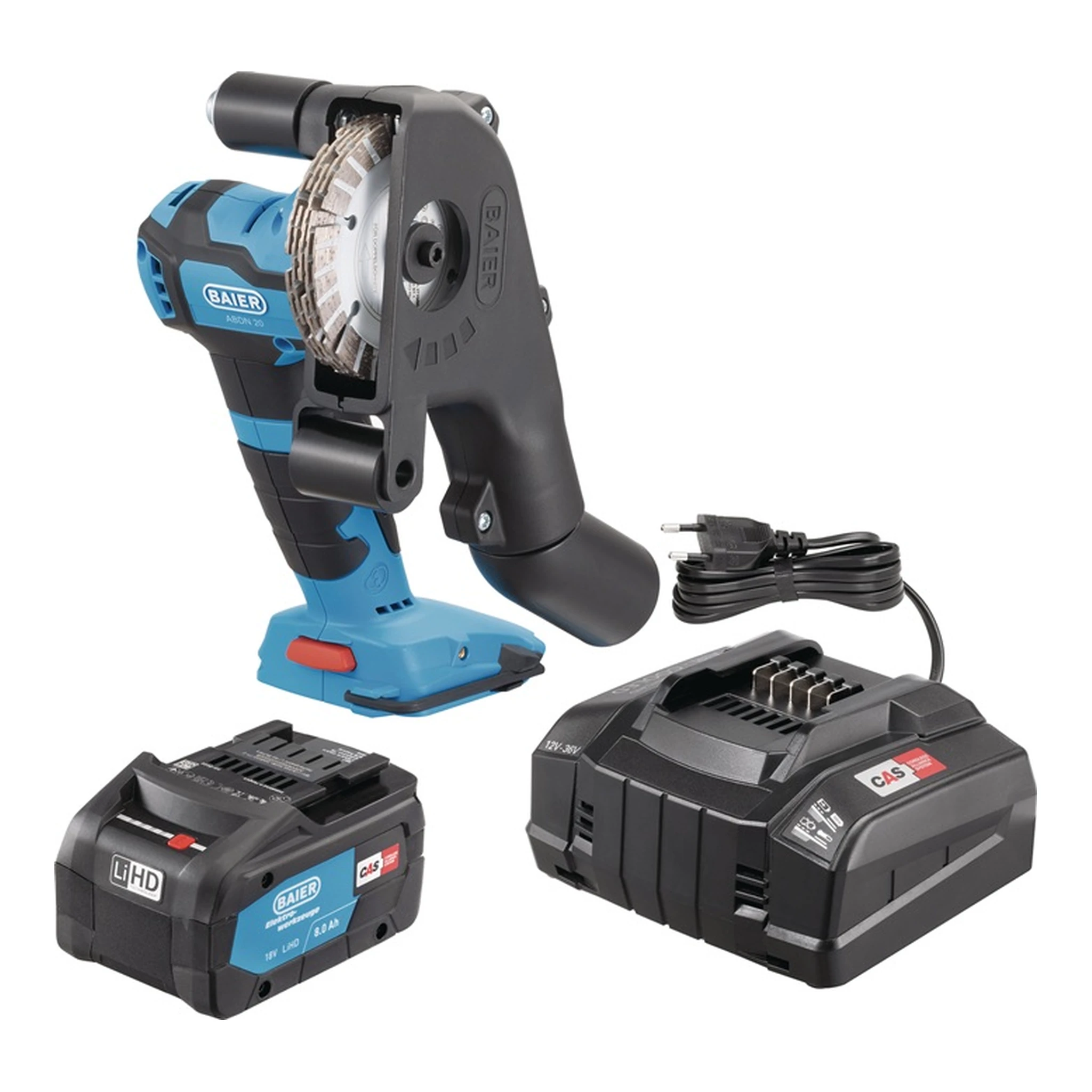 BAIER | Akku-Mauernutfräse ABDN 20-PV Set | 18 V 8 Ah Frästiefe 22 mm Fräsbreite 15 mm
