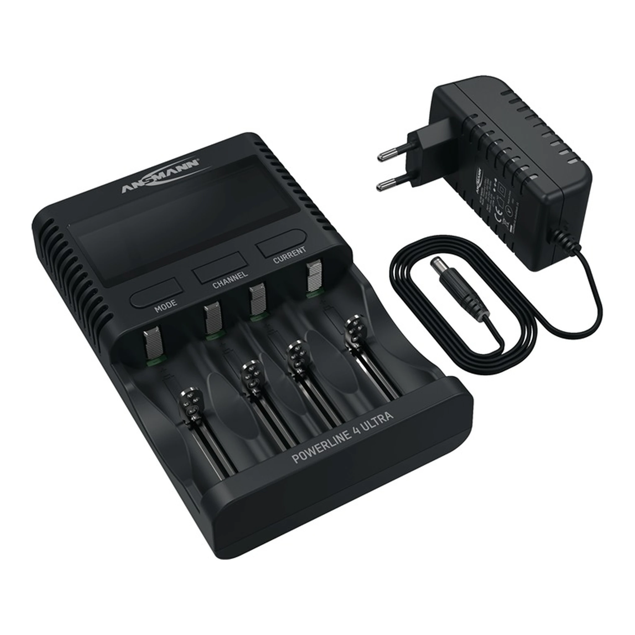 ANSMANN | Universalladegerät UBC Powerline 4 Ultra | mit Netzteil 1,2 V NiMH, Li-Ion 3,6 V
