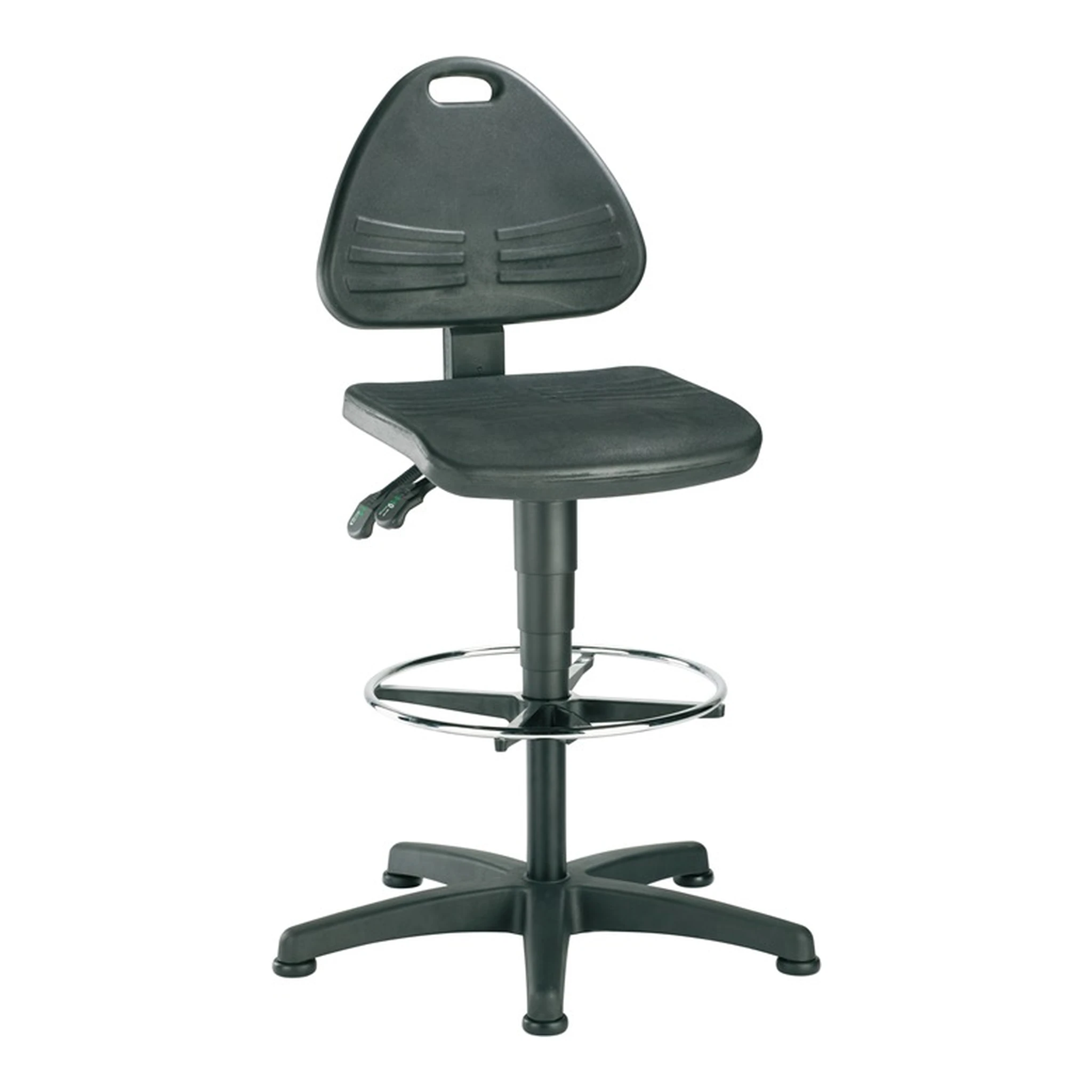 BIMOS | Arbeitsdrehstuhl ISITEC | Bodengleiter + Fußring Integralschaum schwarz