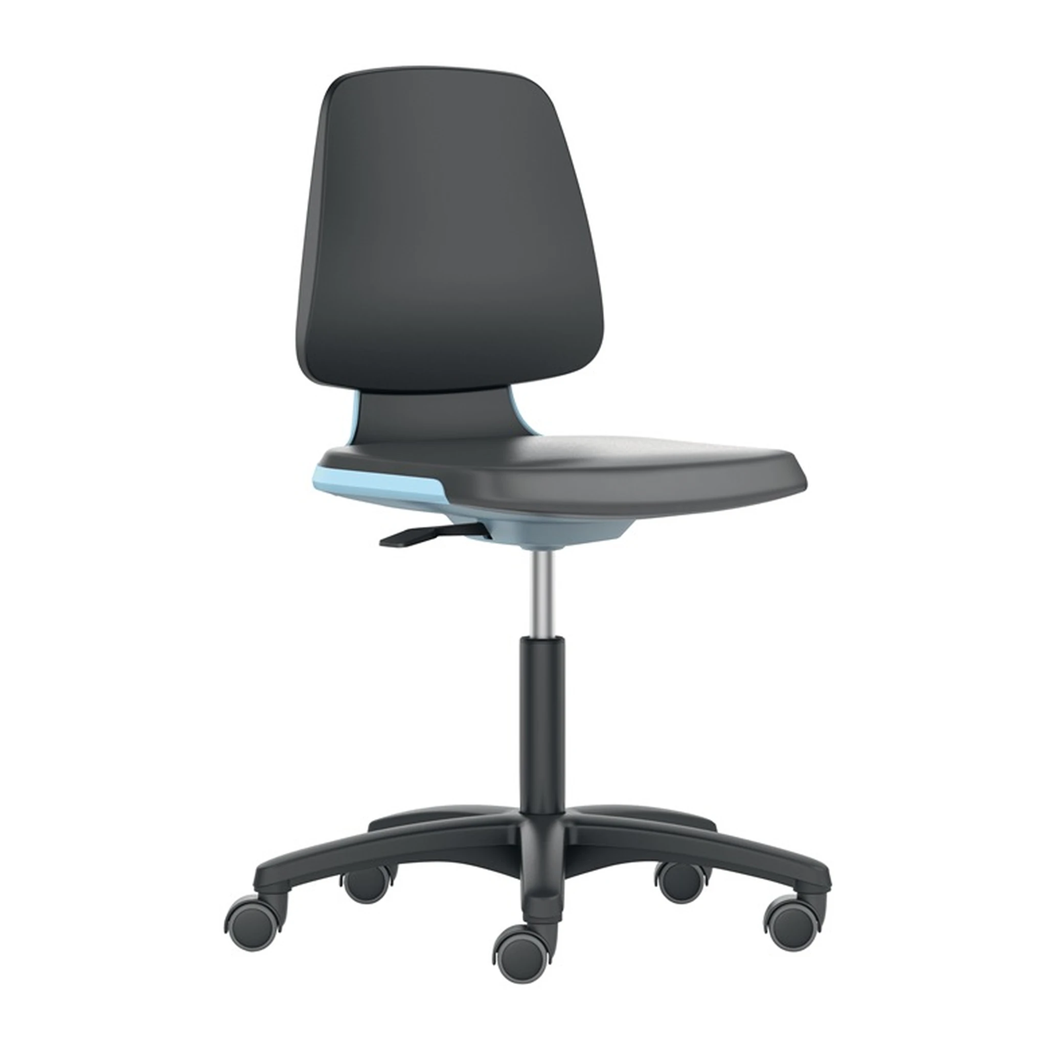BIMOS | Arbeitsdrehstuhl Labsit | Rollen Sitzschale blau Skintecpolster schwarz