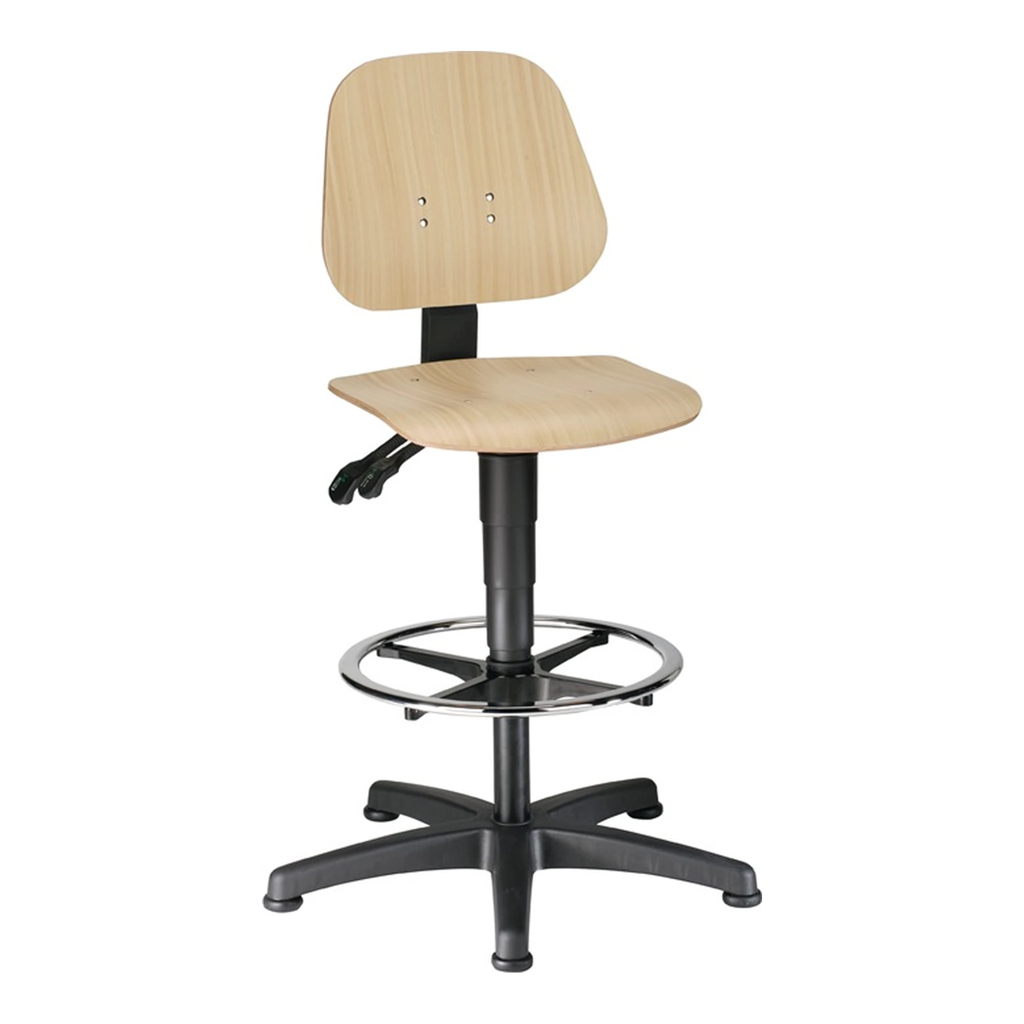 BIMOS | Arbeitsdrehstuhl Unitec | Bodengleiter + Fußring Buche