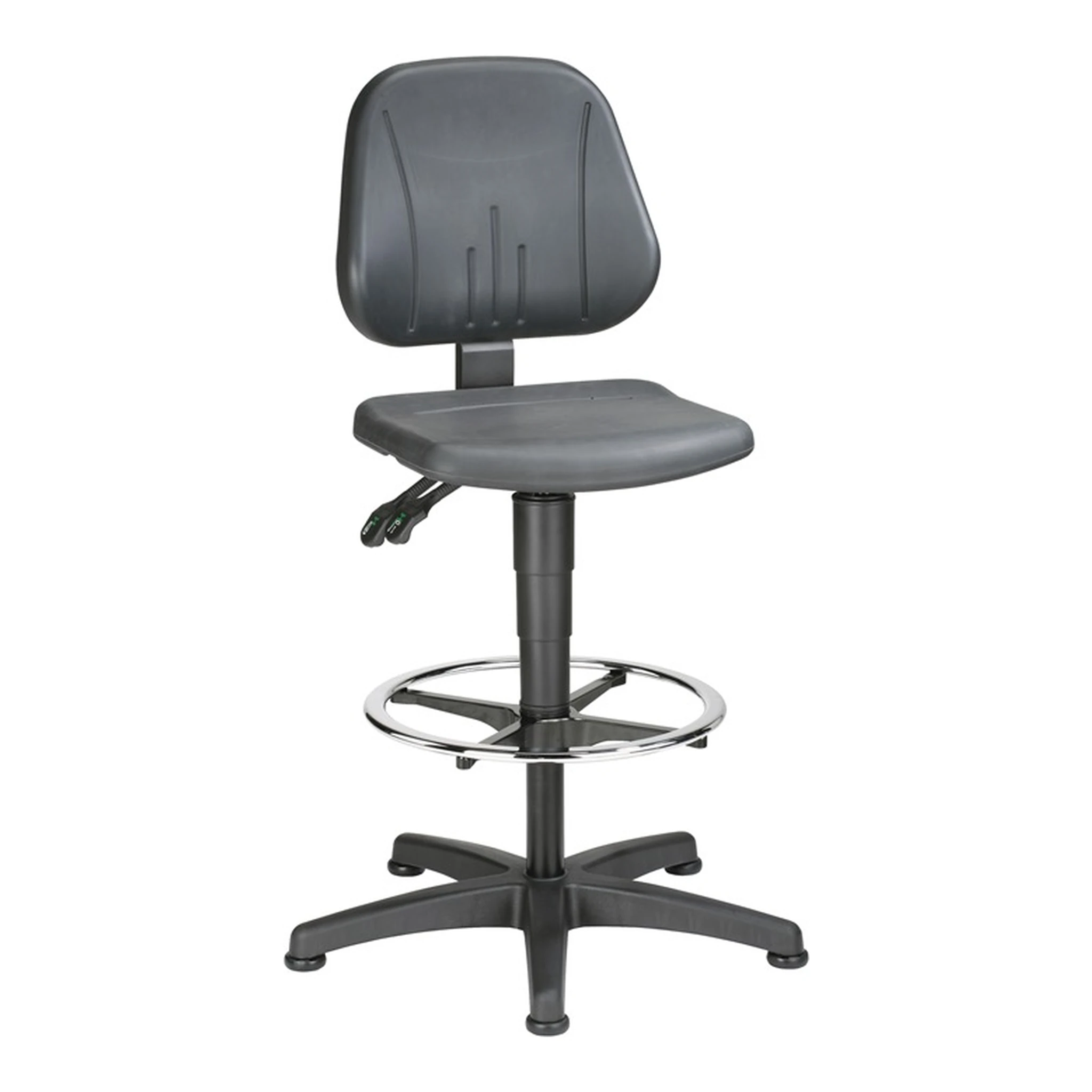 BIMOS | Arbeitsdrehstuhl Unitec | Bodengleiter + Fußring Integralschaum schwarz
