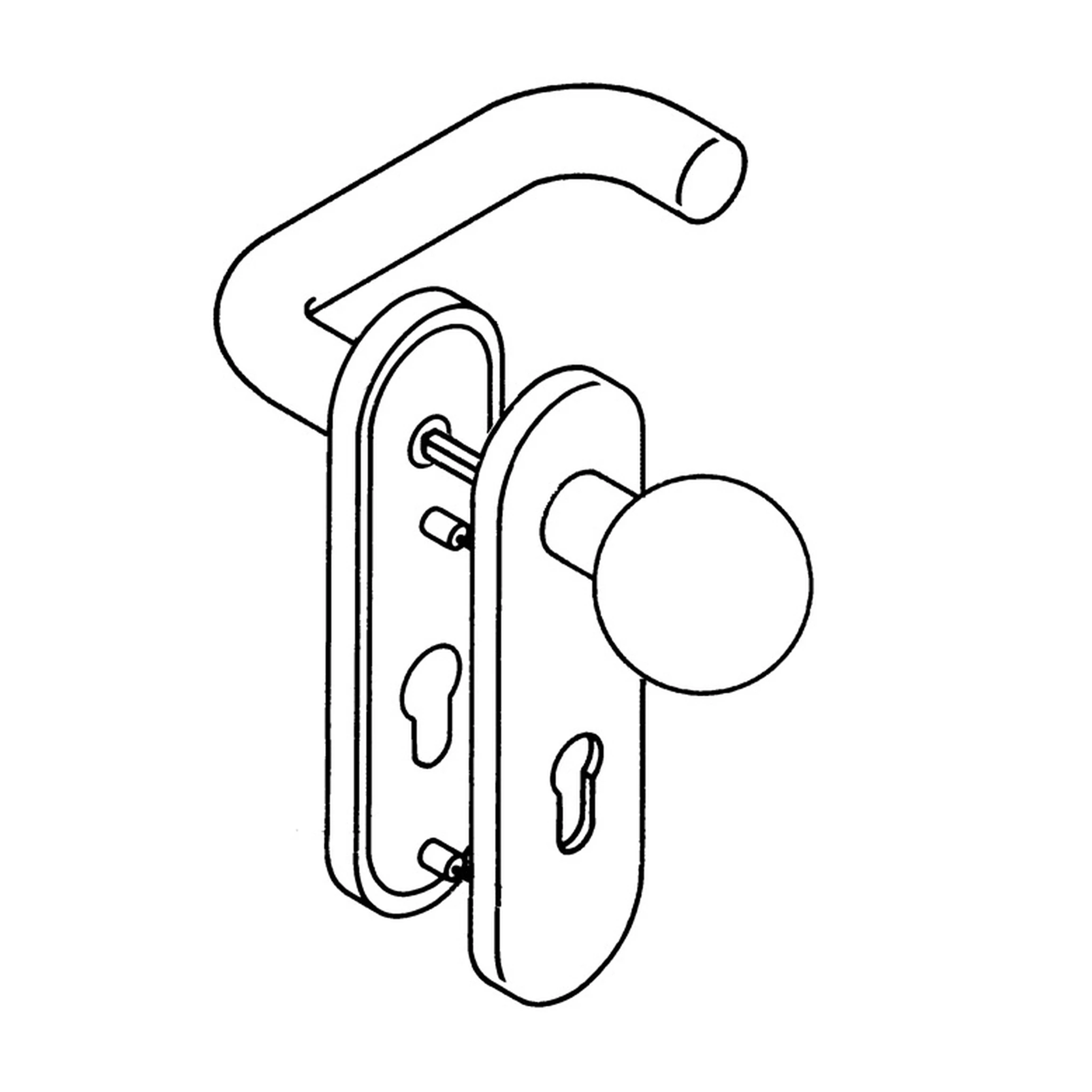 HEWI | Feuerschutzgarnitur 111R13.113 | Kunststoff 33 D/K für Türstärke 38-48 mm PZ abgerundet