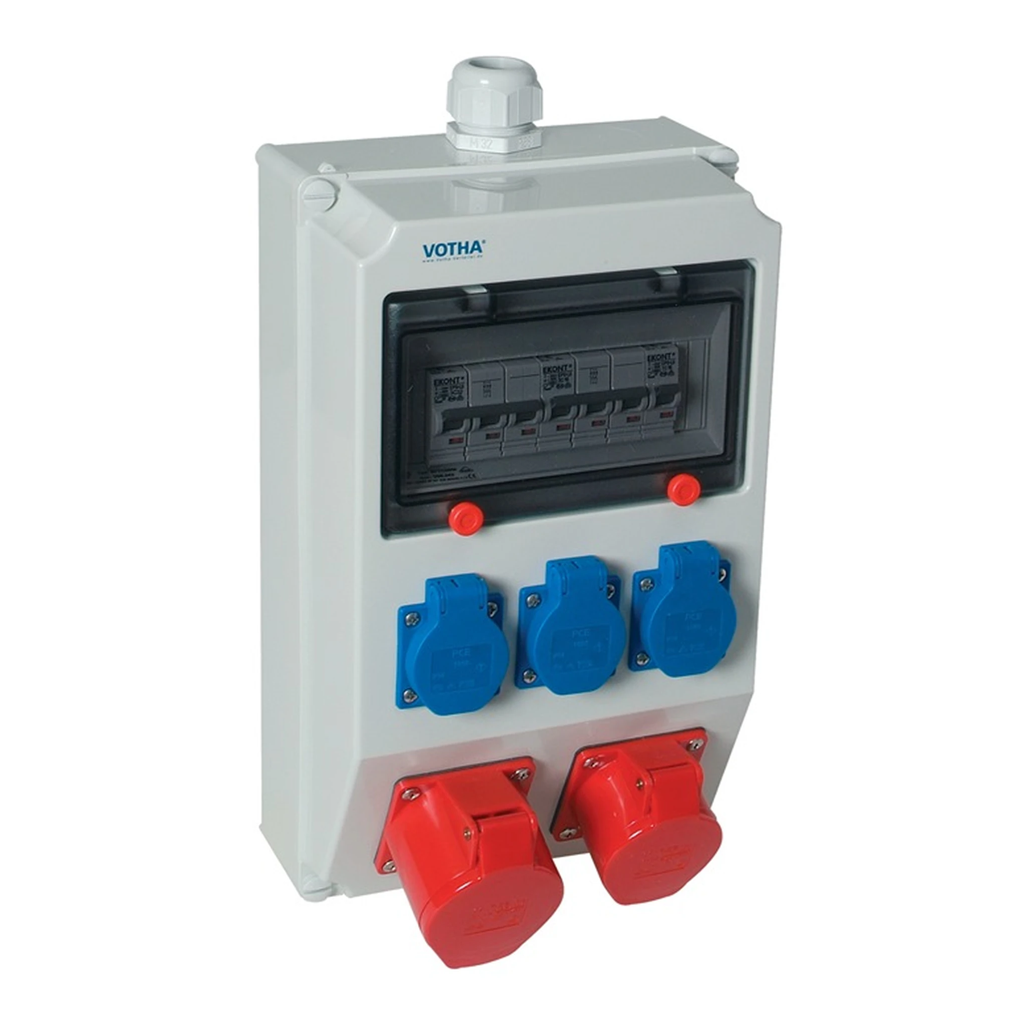 JÄGER DIREKT | Kunststoffwandverteiler | Verschraubung M32 2xCEE 16 A, 3x230V